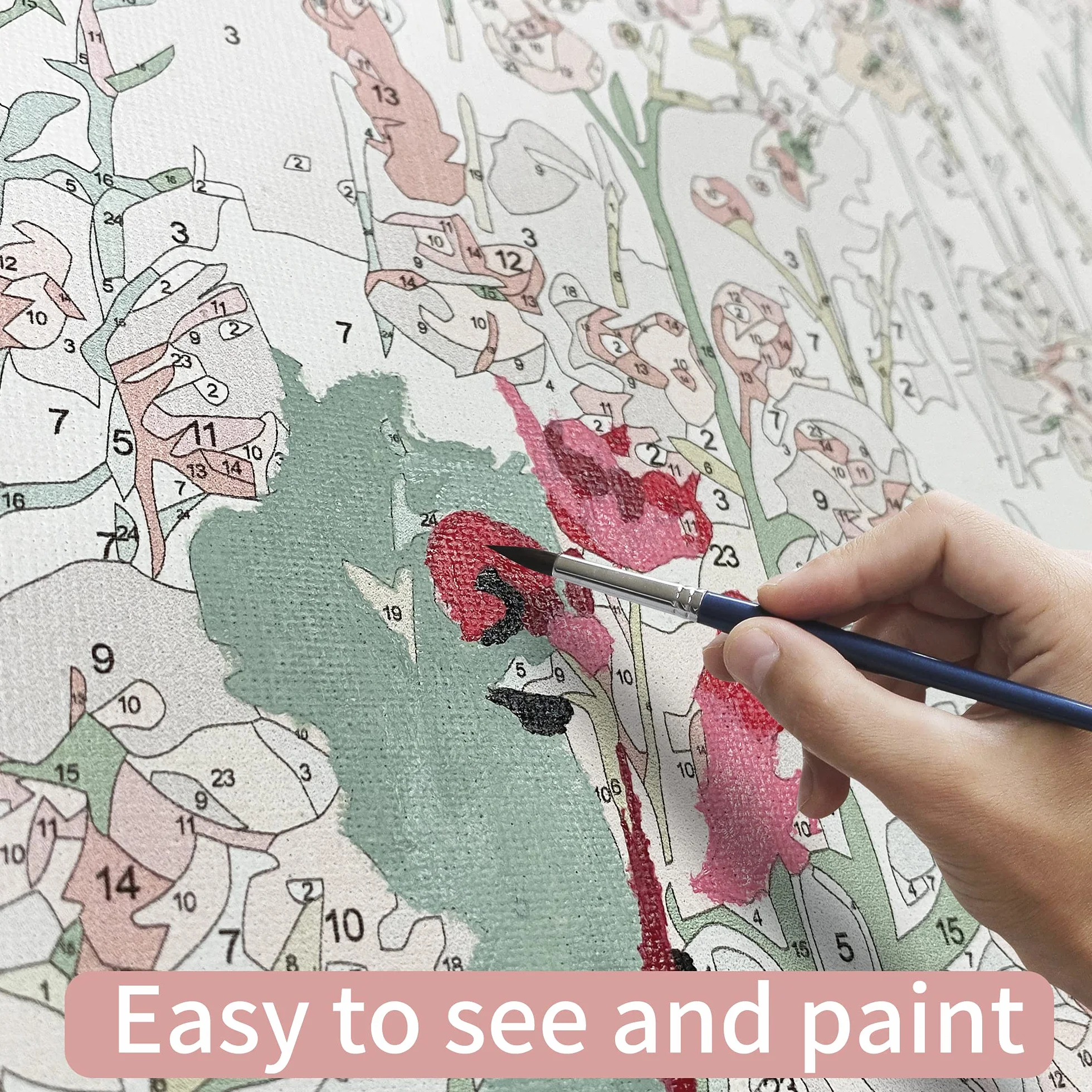 SUMGAR Dipingere con i Numeri Adulti Bambini Fiori, Kit per Dipingi con i Numeri, di Pittura Acrilica Fai-da-Te per su Tela con Pennelli, Paint by Numbers 40 x 50 cm (con Cornice)