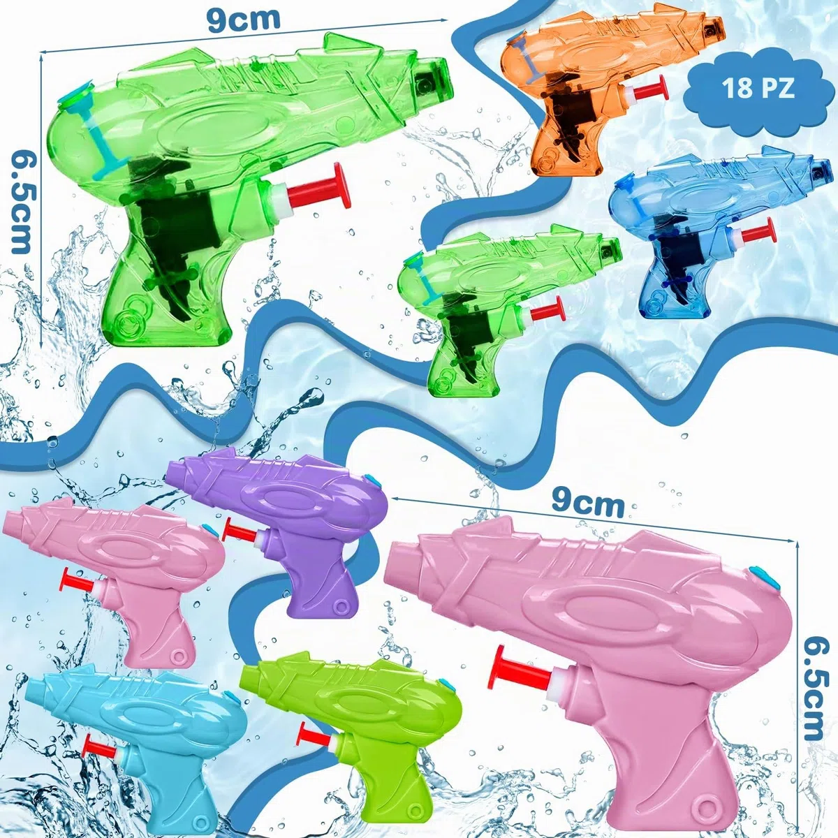 FAMKEEP 18Pezzi Mini Pistole piccole ad Acqua,Pistola ad Acqua All'aperto per Bambini, Pistola ad Acqua per Adatto Giochi D'acqua Estivi Spiaggia Piscina Giardino, Feste di Compleanno