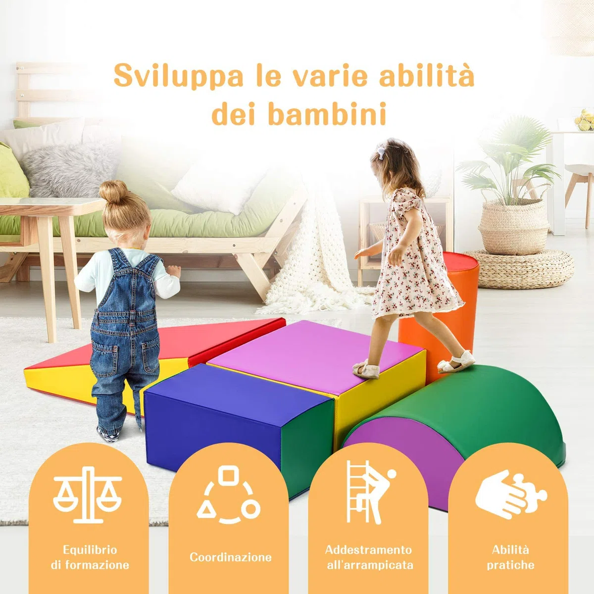 RELAX4LIFE Set da Gioco con Blocchi in Schiuma per Arrampicarsi e Gattonare, Giocattoli Educativi per Bimbi