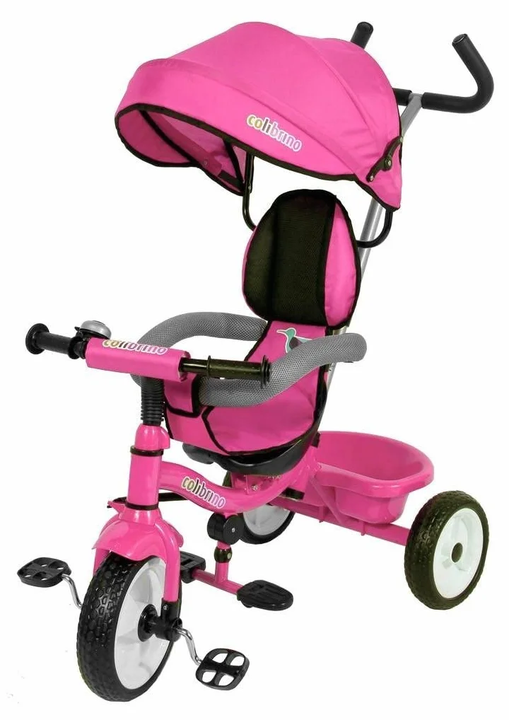 Colibrì Triciclo Bambini 1 anno Passeggino Fronte Mamma e Strada Leggero | Treciclo Regolabile Bimbo Bimba 9 mesi Colibrino Rosa