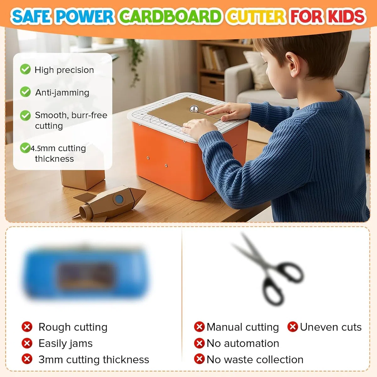 Tagliasicura Per Cartone Per Bambini,Sega Elettrica Chomp Da 45w Con Tecnologia Senza Lama,Taglio Di Precisione Per Cartone Spesso 4mm, Strumento Creativo Stem Per Modelli 3d E Progetti Scolastici