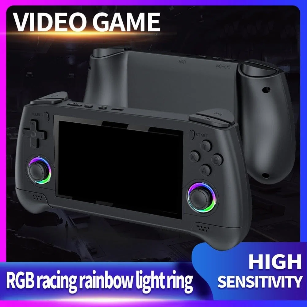 Console di gioco portatile da 4,3 pollici RGB con lettore 3D retrò con costruzione in ABS per giocare nei colori nero, grigio, verde (verde)