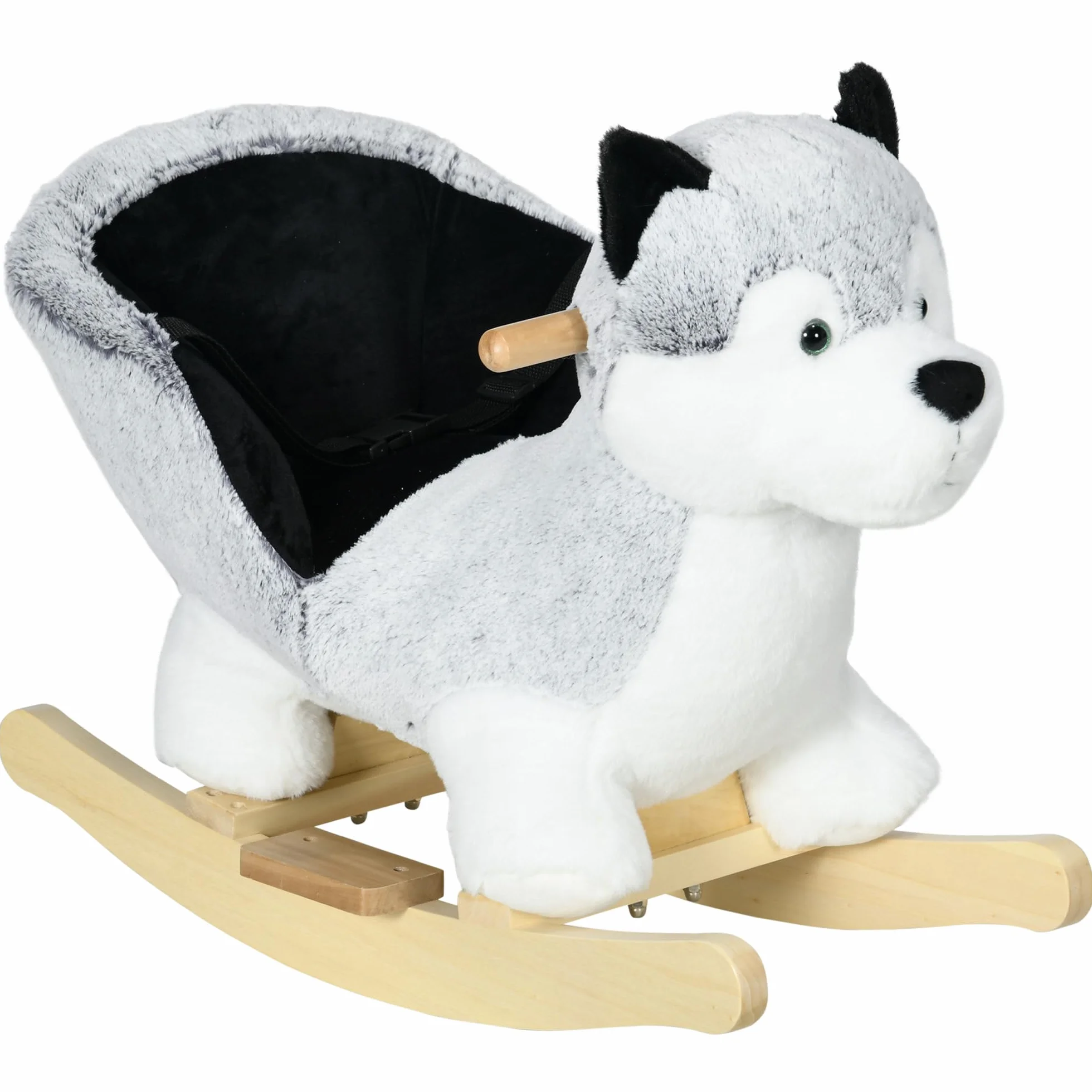 HOMCOM Cavallo a Dondolo per Bambini da 18-36 Mesi, Cavalluccio a Dondolo per Bambini Cavalcabile con Suoni Realistici, 60x33x50 cm, Grigio