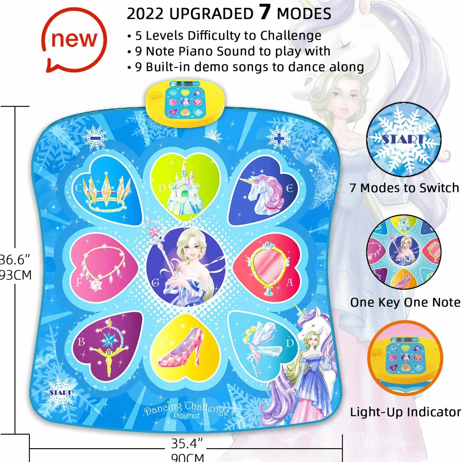 SunLin Tappetino da Ballo, Giocattoli a Tema Frozen per Ragazze 3-8 Anni, Tappeto con 7 modalità di Gioco, 5 Livelli di Sfida, 9 Brani Integrati, Regali di Compleanno per Bambini 3-12 Anni