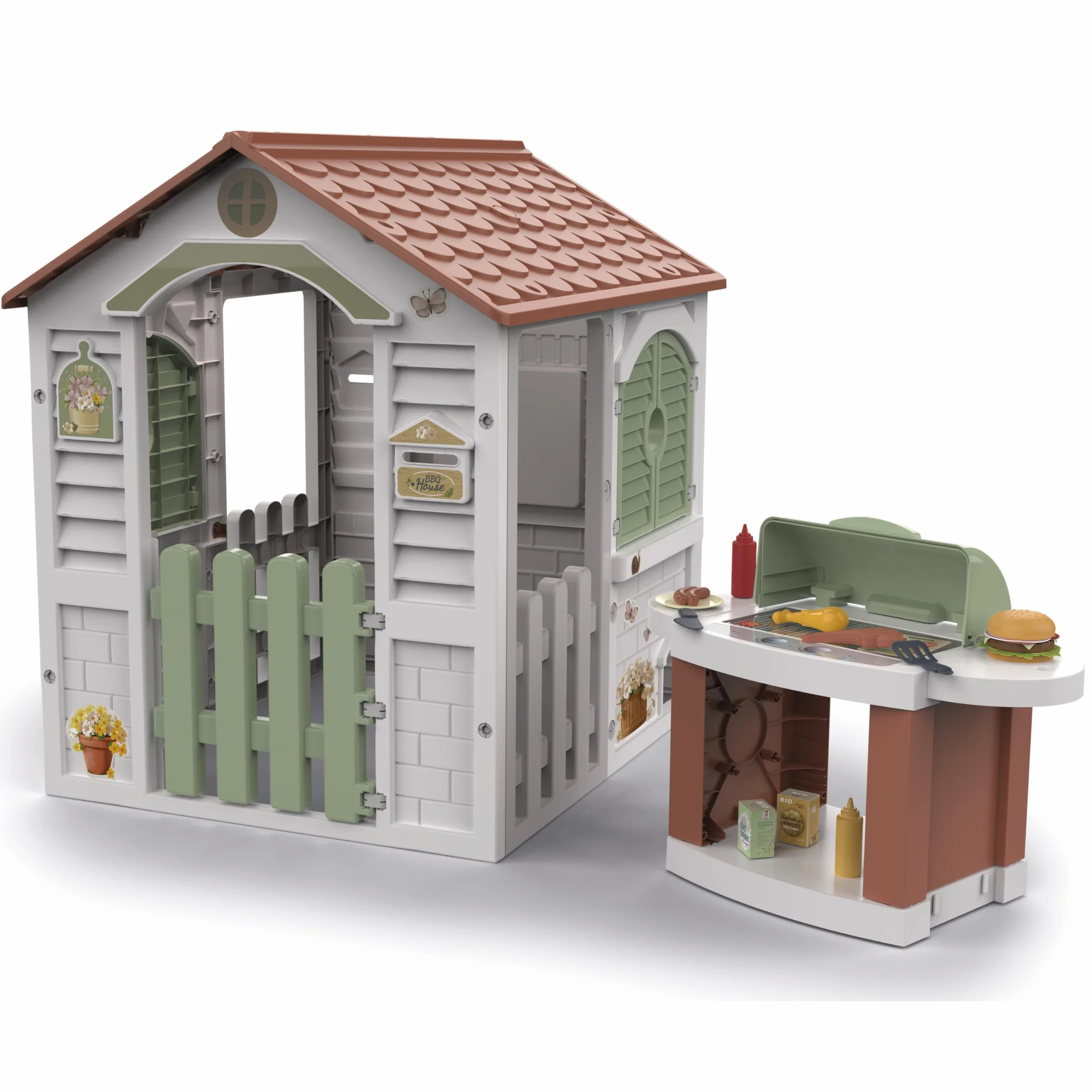 Chicos - Casetta Barbacoa | Casetta per Bambini da Esterno con Barbecue Integrato ed Accessori oltre a Finestre e Gattaiola | Da 2 Anni (89705)