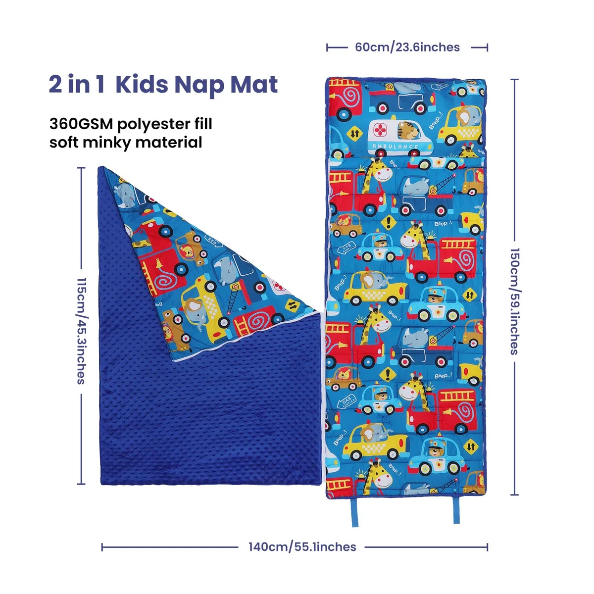 decalsweet Nap Mat per Bambini con Cuscino e Coperta Rimovibili, Grande Extra Spesso 2 in 1 Sacco a Pelo Pieghevole per Ragazze Ragazzi, Nap Mats per Asilo Nido e Campeggio Auto (WX-A-0090)