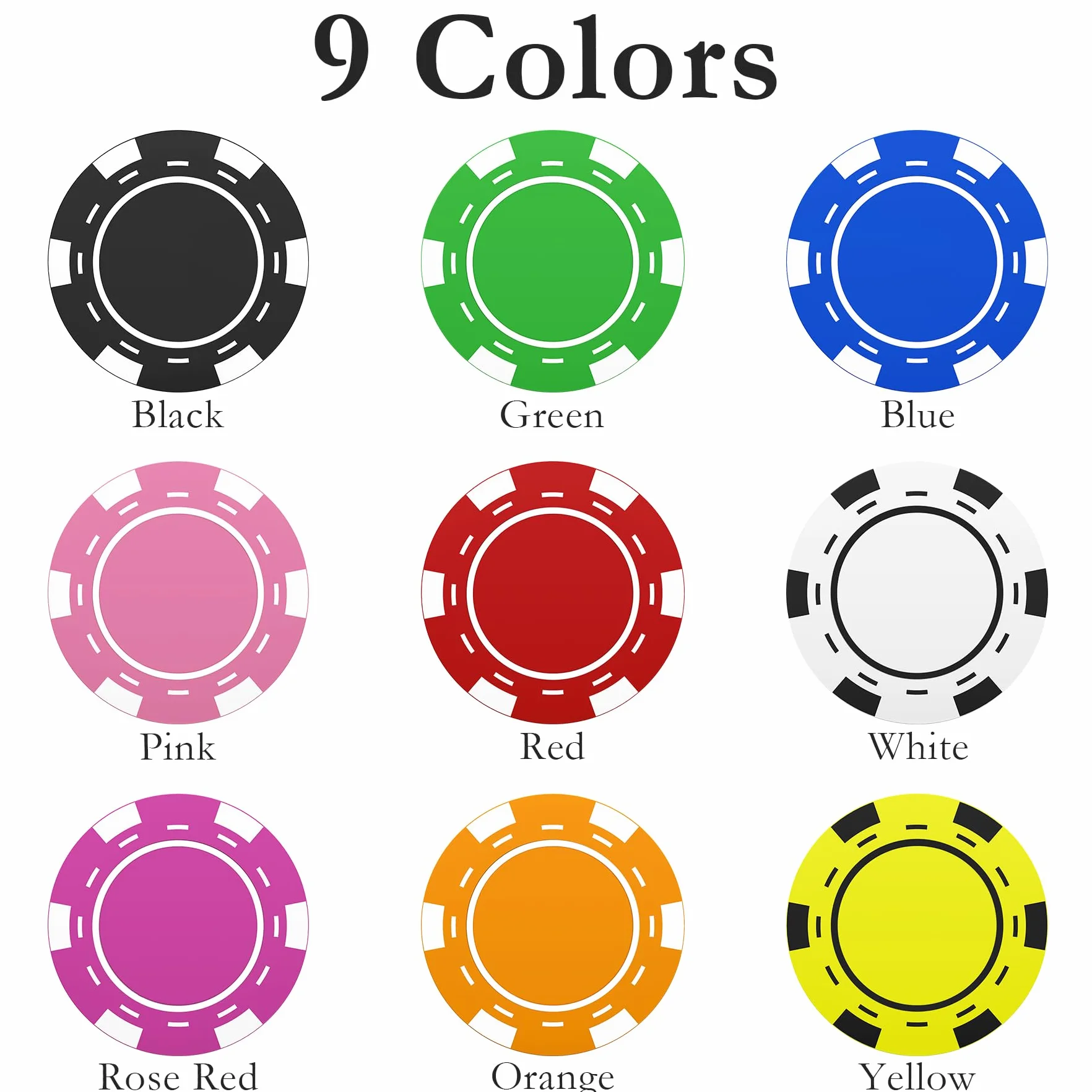 100 fiches da poker in plastica personalizzate per 9 colori, personalizzate l'immagine o il testo, stampa a colori su entrambi i lati, mettere il design su un chip per biglietti da visita,