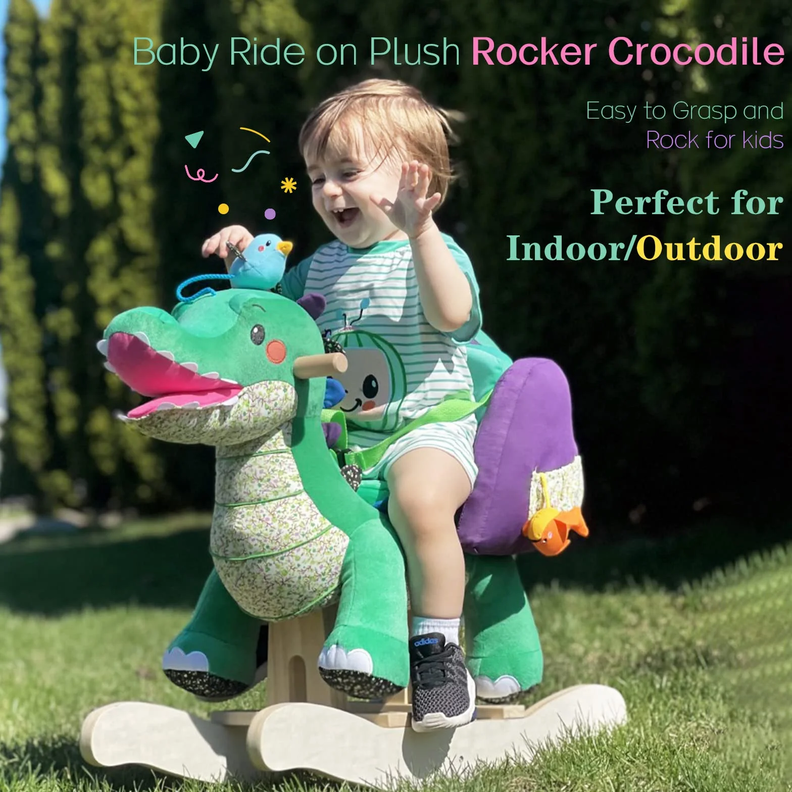labebe Generalmente spedito Il 2018/12/23 - Cavallo Dondolo Legno, Peluche di Coccodrillo Verde per 1-3 Anni, Cavalluccio Dondolo/Giochi Cavalcabili Bambini/Sedia Dondolo Bambini