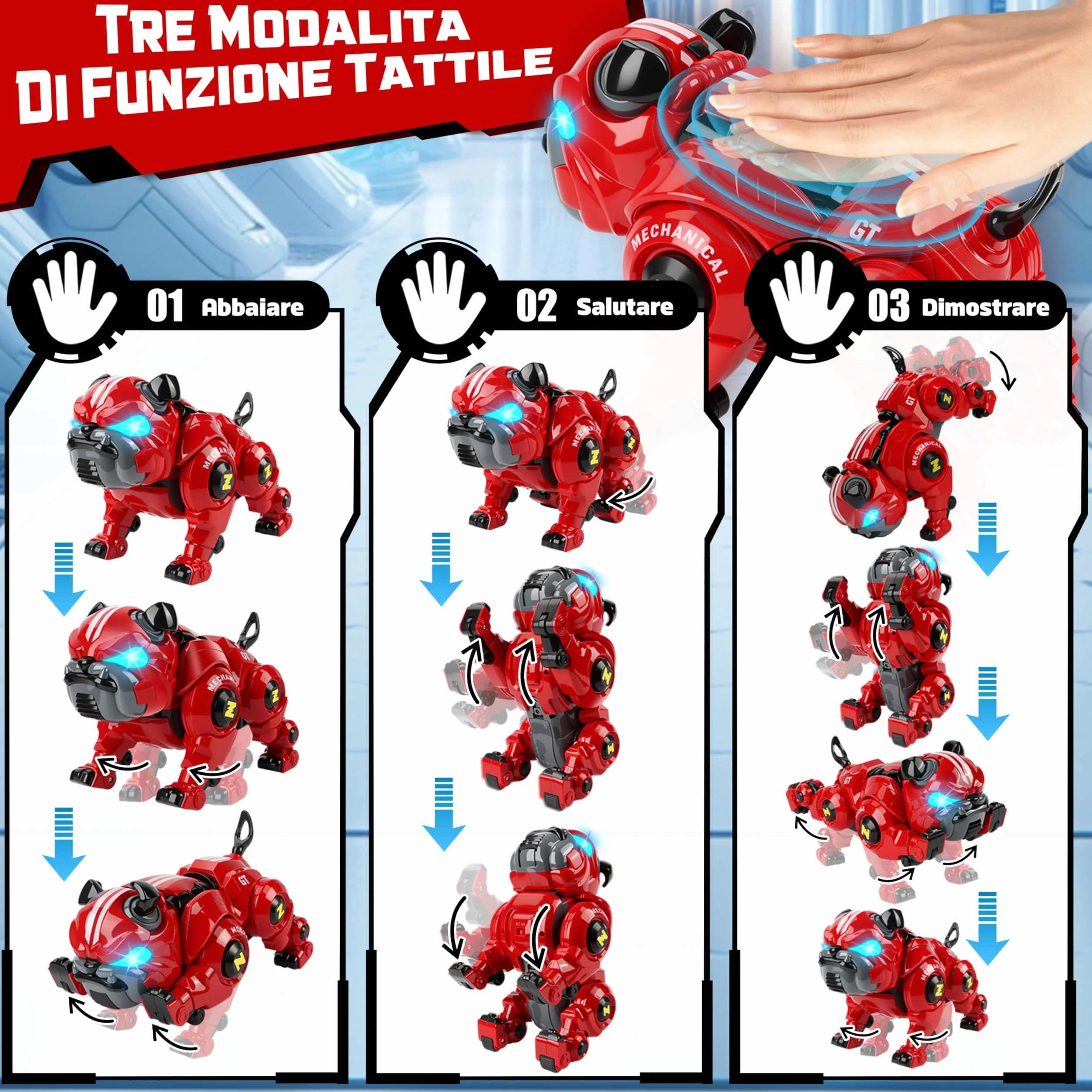 Aragallant Cane Robot Giocattolo per Bambini 6 7 8 9 Anni, RC Robot Cane Telecomandati Programmabile Interattivo, Gesture Sensing con Cantando Balla, Regalo Compleanno Natale per Bambini