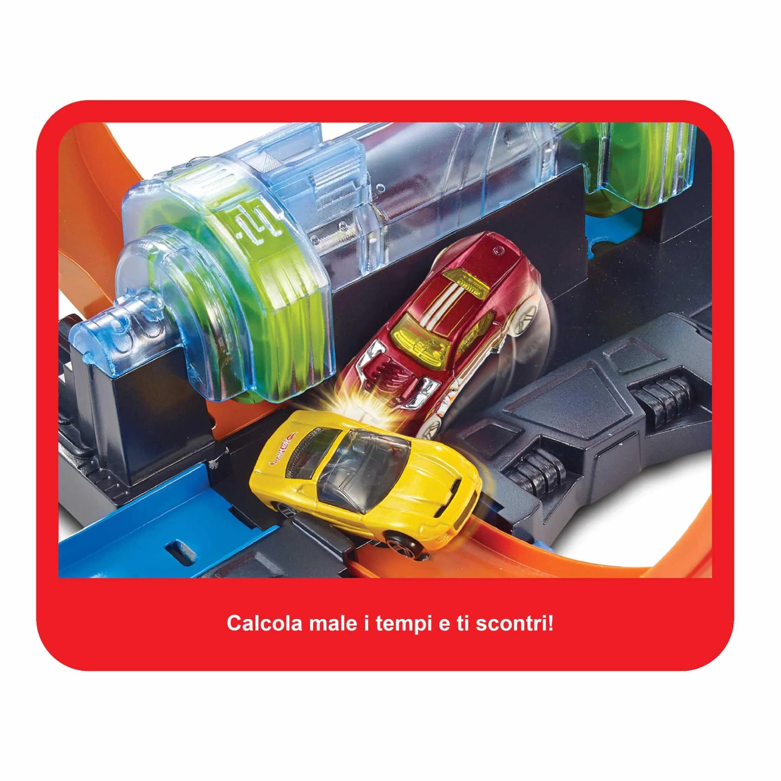 Hot Wheels, Pista Hot Wheels Schianti Rotanti con Propulsori Motorizzati, Giocattolo per Bambini 5+ Anni, FTB65