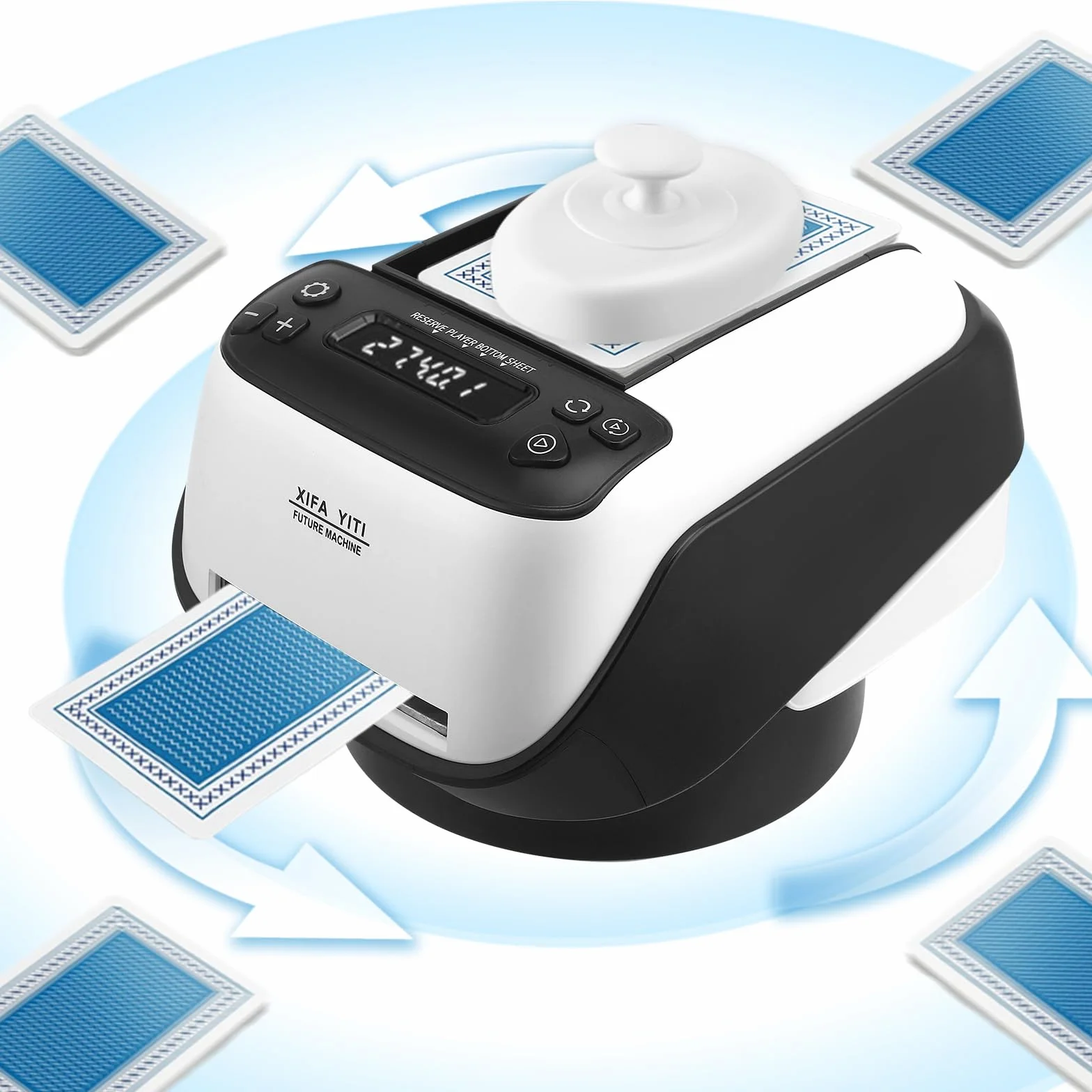 Distributore Automatico di Carte, Distributore Elettrico di Carte, Distributore di Carte Rotante a 360°, Macchina per L'invio di Carte Fino a 8 Giocatori, per Poker, UNO, Blackjack, Texas Hold'em