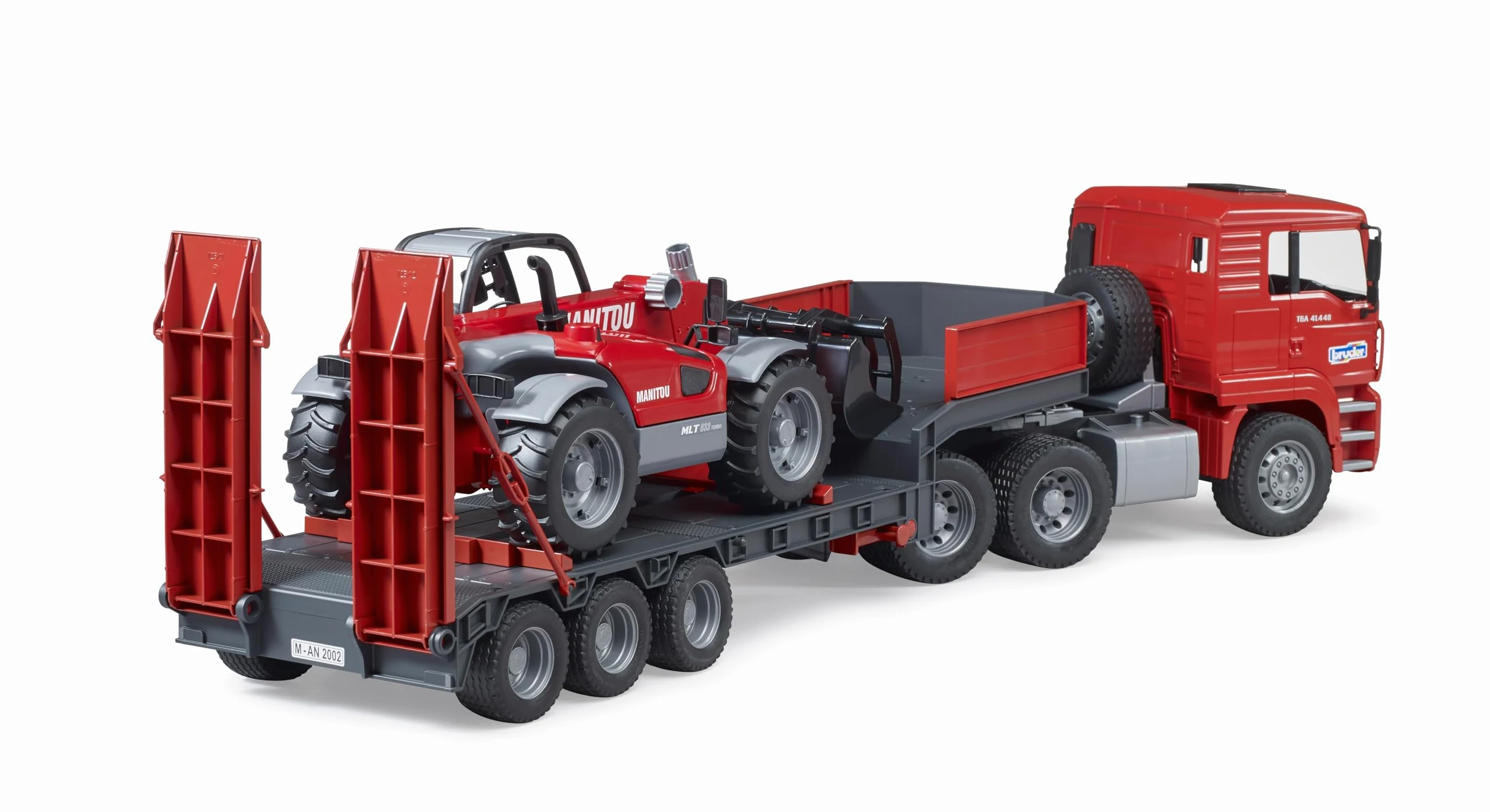 Bruder 02774 MAN TGA Caricatore basso con pala telescopica Manitou MLT 633, Camion giocattolo 3+