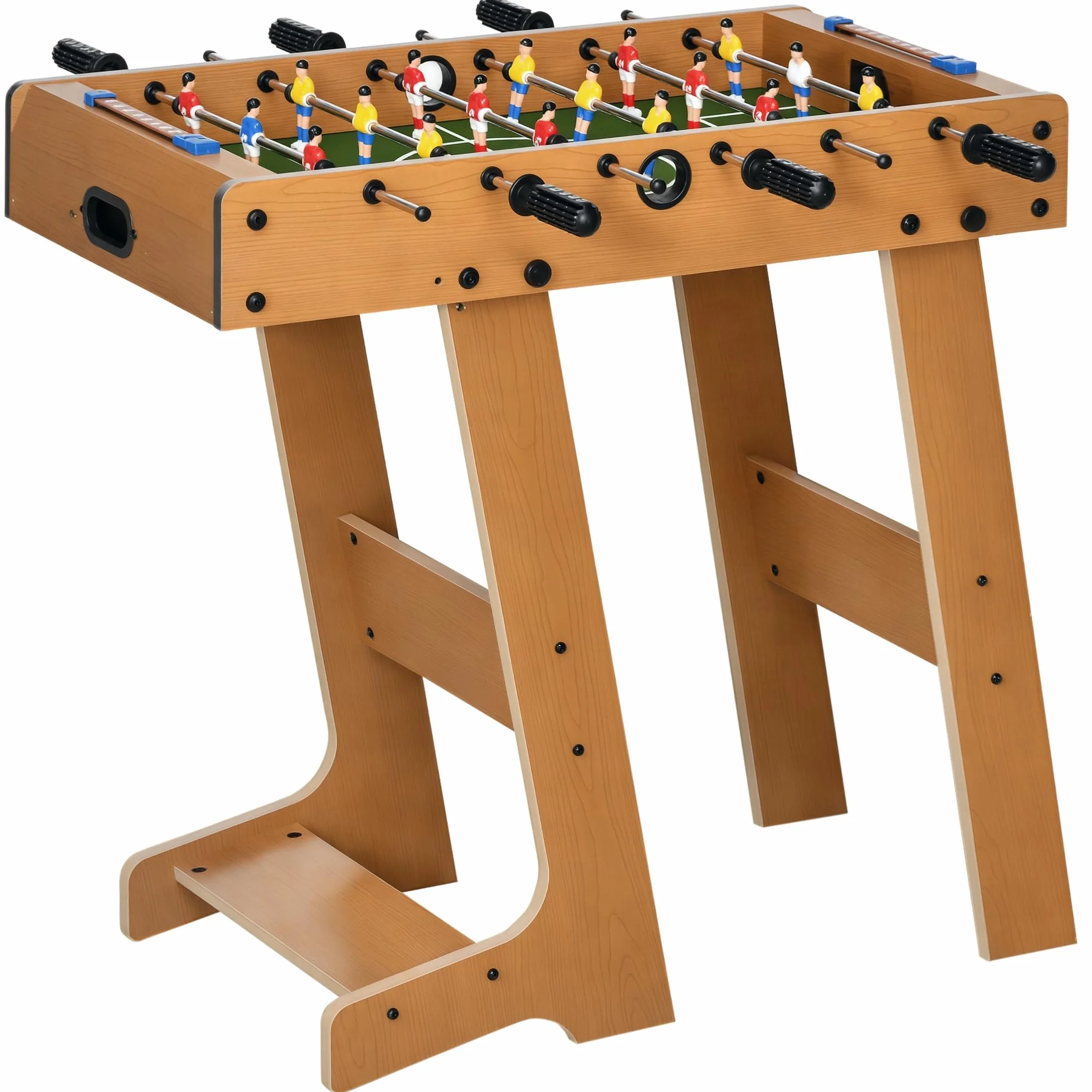 HOMCOM Calcio Balilla Pieghevole Compatto in Legno, Biliardino Salvaspazio con 6 Aste, 18 Giocatori e Segnapunti, 69x37x70cm