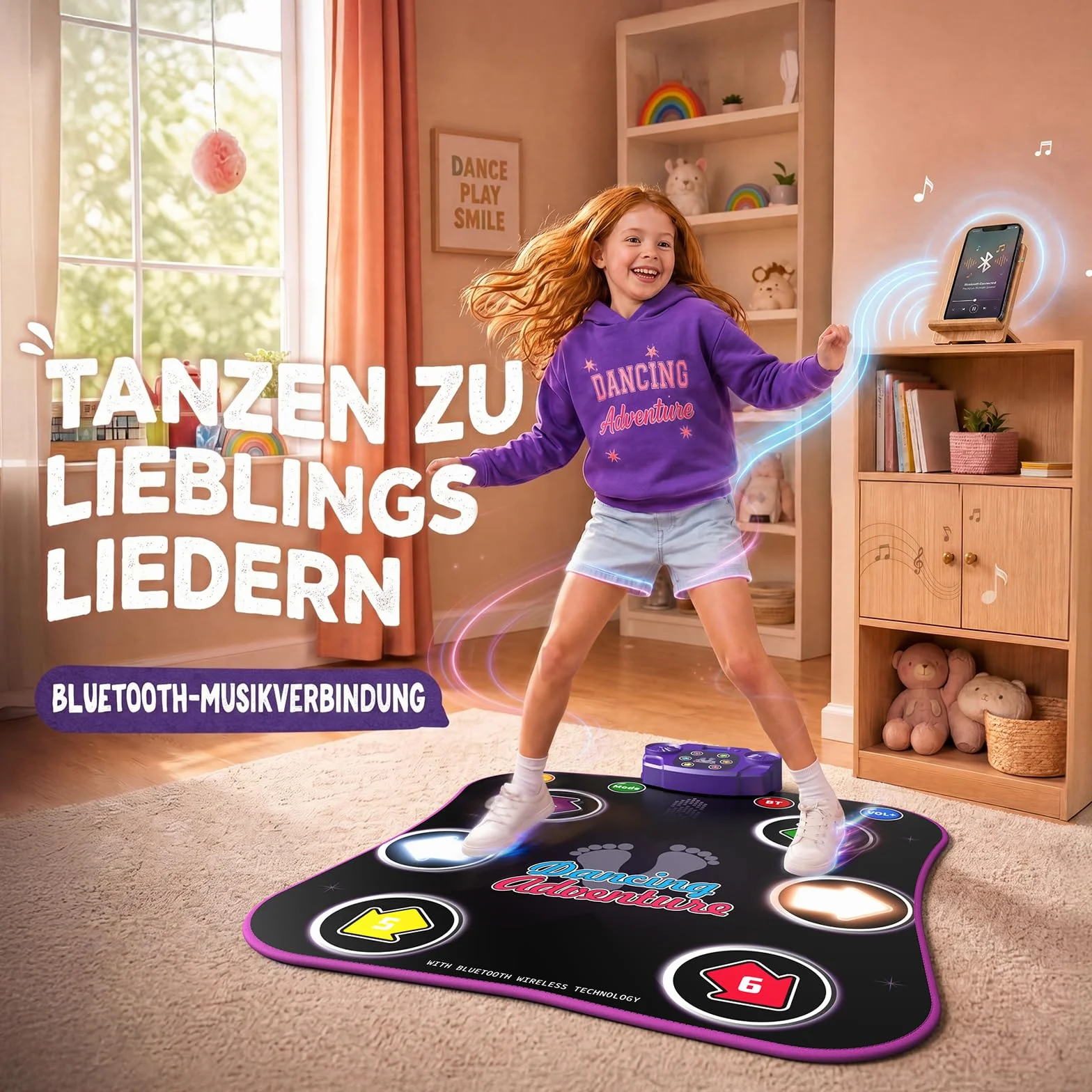 Hot Bee Tappetino da Ballo Bambini 3 4 5 6 7 8 9 Anni, Regali Bambini 3-12 Anni, Tappetino da Ballo Musica con Bluetooth, Giocattoli Bambini da 3 4 5 6 7 8 9 Anni