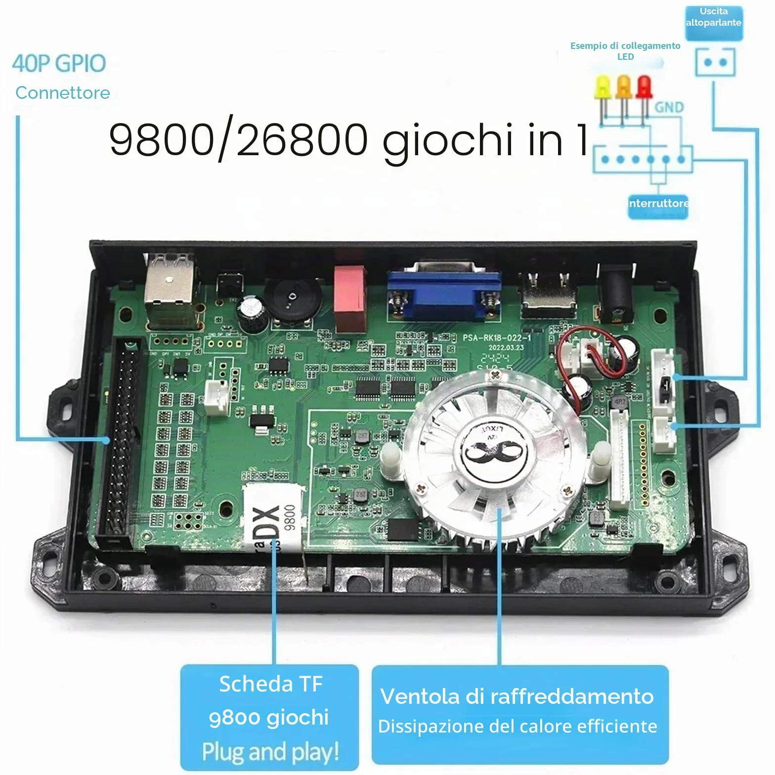 Nuova Scheda di Gioco PCB 3D Saga Box DX 26800 in 1 Scheda Madre Arcade Multigame 3/4 Giocatori VGA HDMI per Console Retrò (26800 in 1)