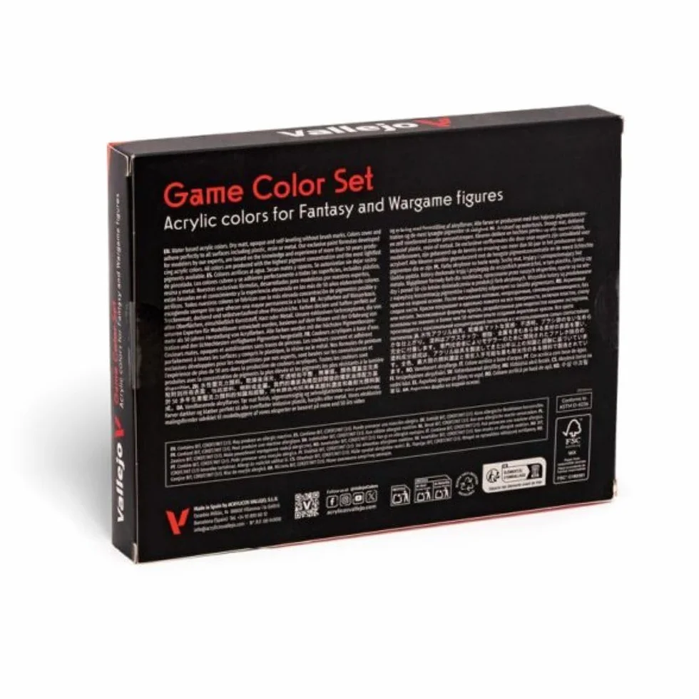 Vallejo Set di Pittura Acrilica Game Color 16 Colori Opachi e Metalizzati 18 ml Kit Iniziazione Figurine Wargame