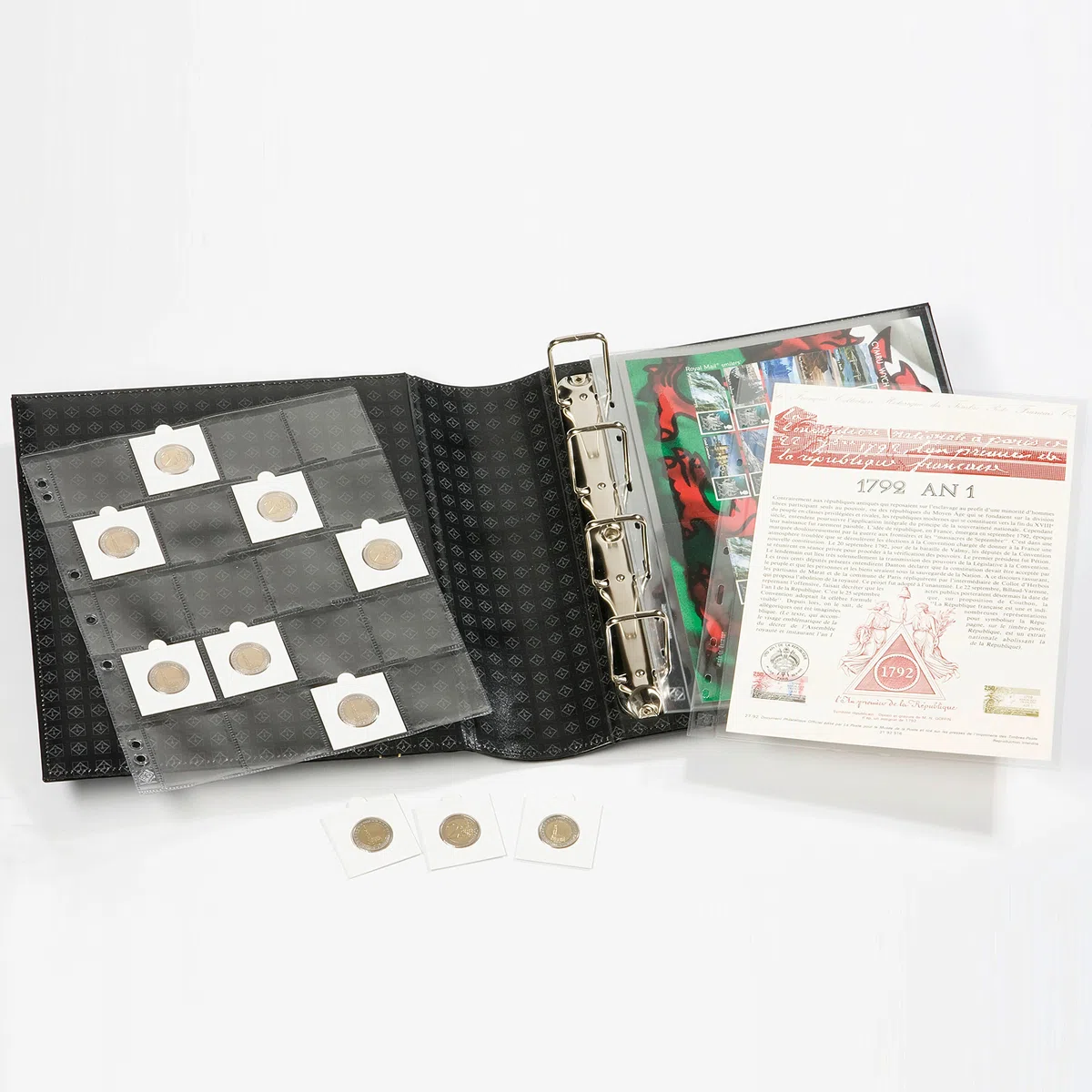 Leuchtturm Raccoglitore ad Anelli Grande Album Monete Design Classico GIGANT Verde