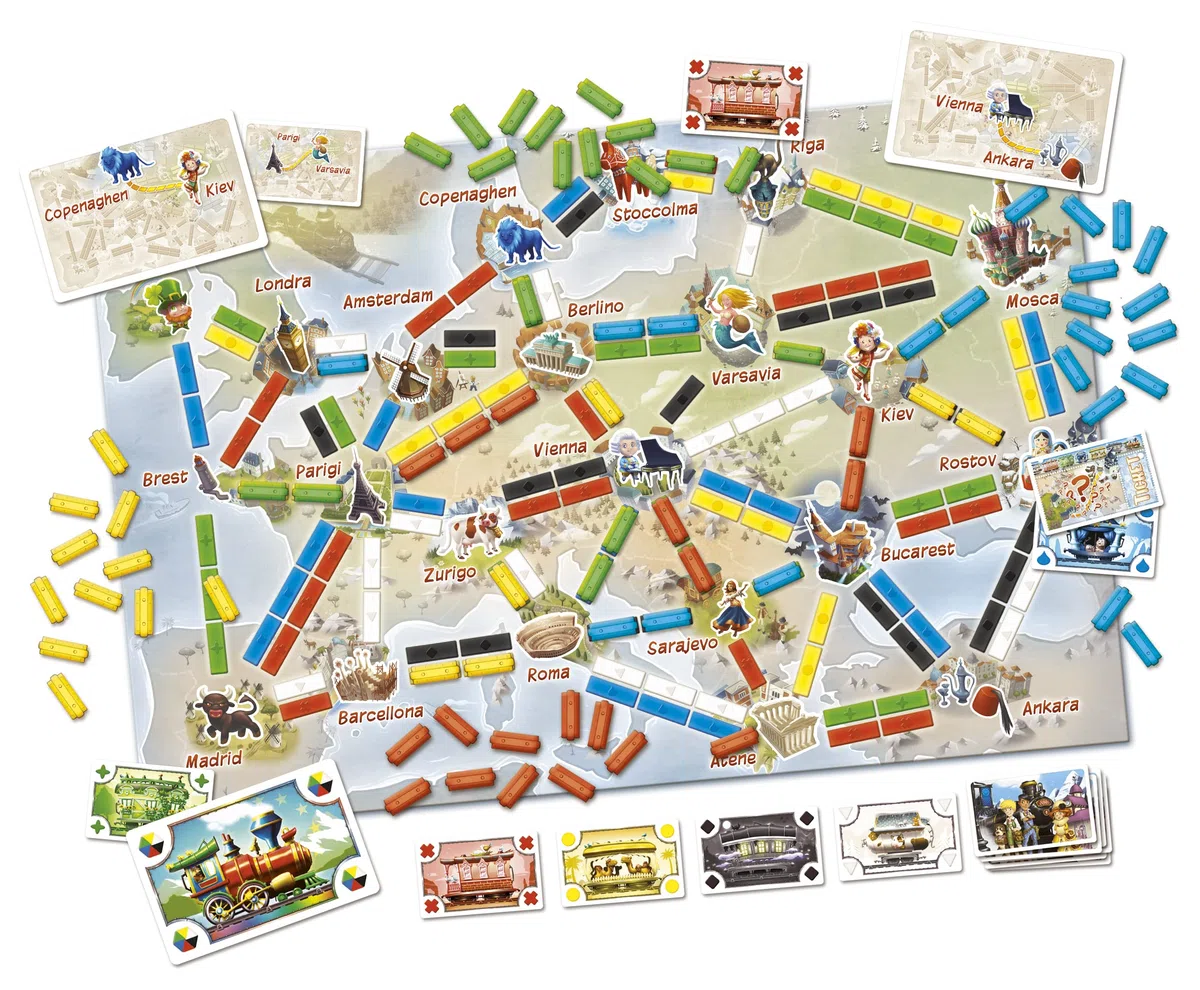 Asmodee – TICKET TO RIDE: PRIMO VIAGGIO – Gioco da Tavolo per Bambini e Famiglie – Completo con Mappa, Vagoni, Carte e Biglietti – 2-4 Giocatori – 6+ Anni – Edizione in Italiano