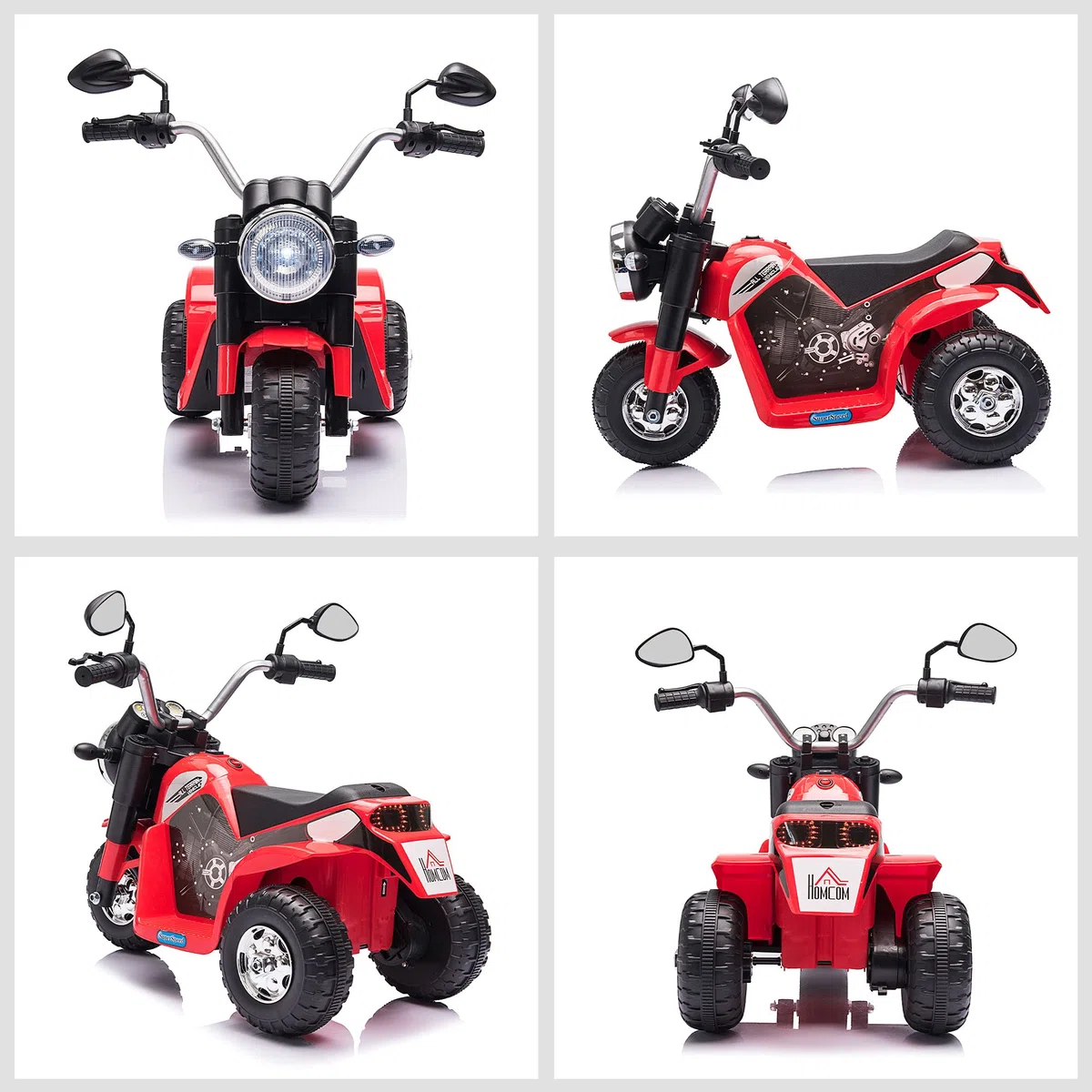 HOMCOM Moto Elettrica per Bambini a 3 Ruote 6V 2 km/h 72x57x56cm Rossa