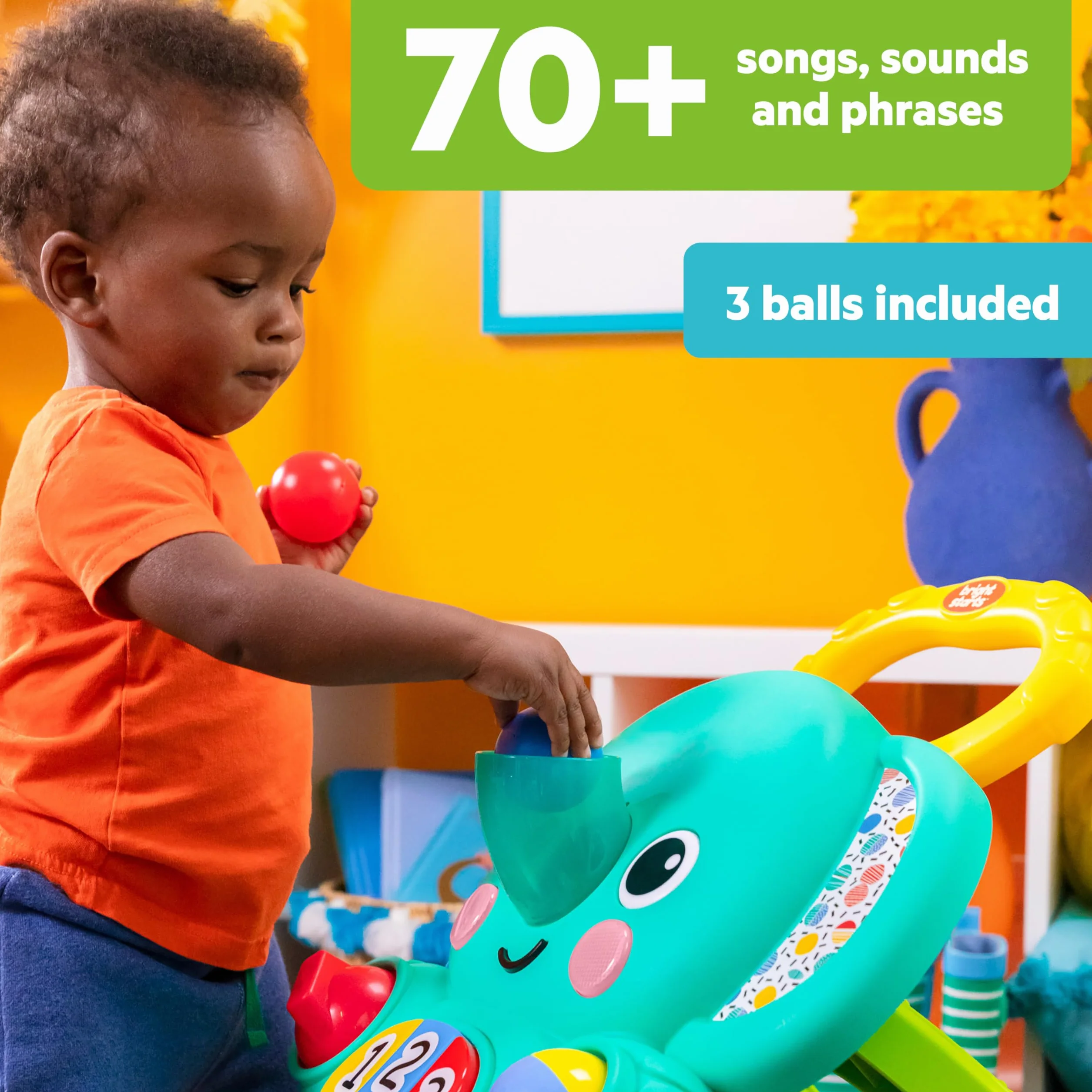 Bright Starts Stroll 'N Roll 2 in 1 Ball Play Walker - Elefante con luci e musica, unisex, 6 mesi +