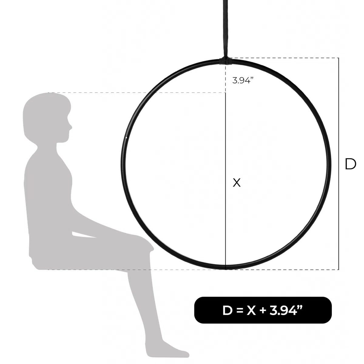 Play Juggling - Cerchio Aereo per Discipline Aeree e Acrobatica Aerea - Acciaio Inox - Diametro da 85 a 110 cm - Fissaggi: Piastra, Gancio, Cinghia, Trave, soffitto - Aerea, Lira, Yoga, Acrobazie