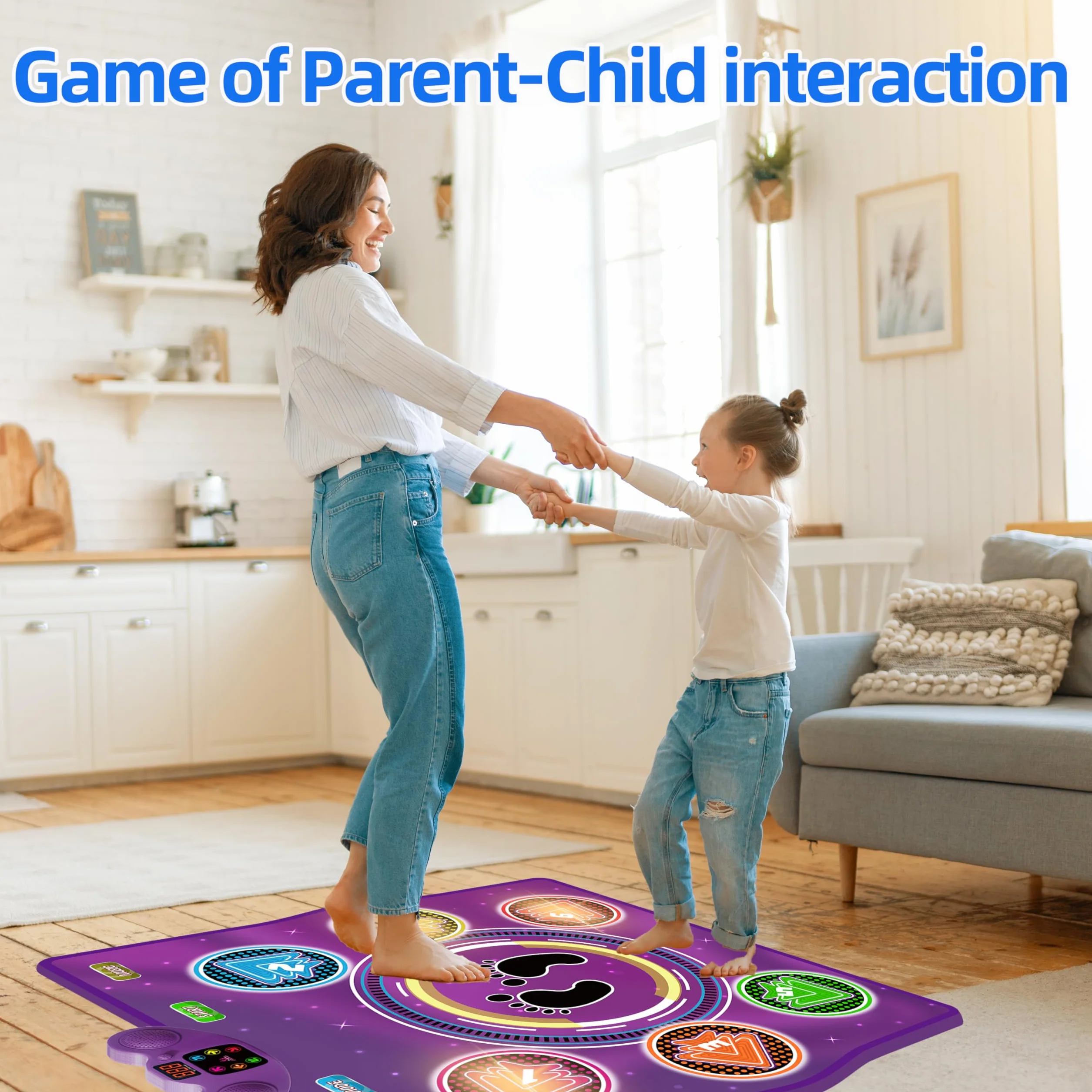Tappeto da Ballo Musicale elettronico aggiornato con 6 Tasti Luminosi, 6 modalità di Gioco, Supporta Musica da Cellulare, Ideale per Bambini 3-12 Anni, Compleanni