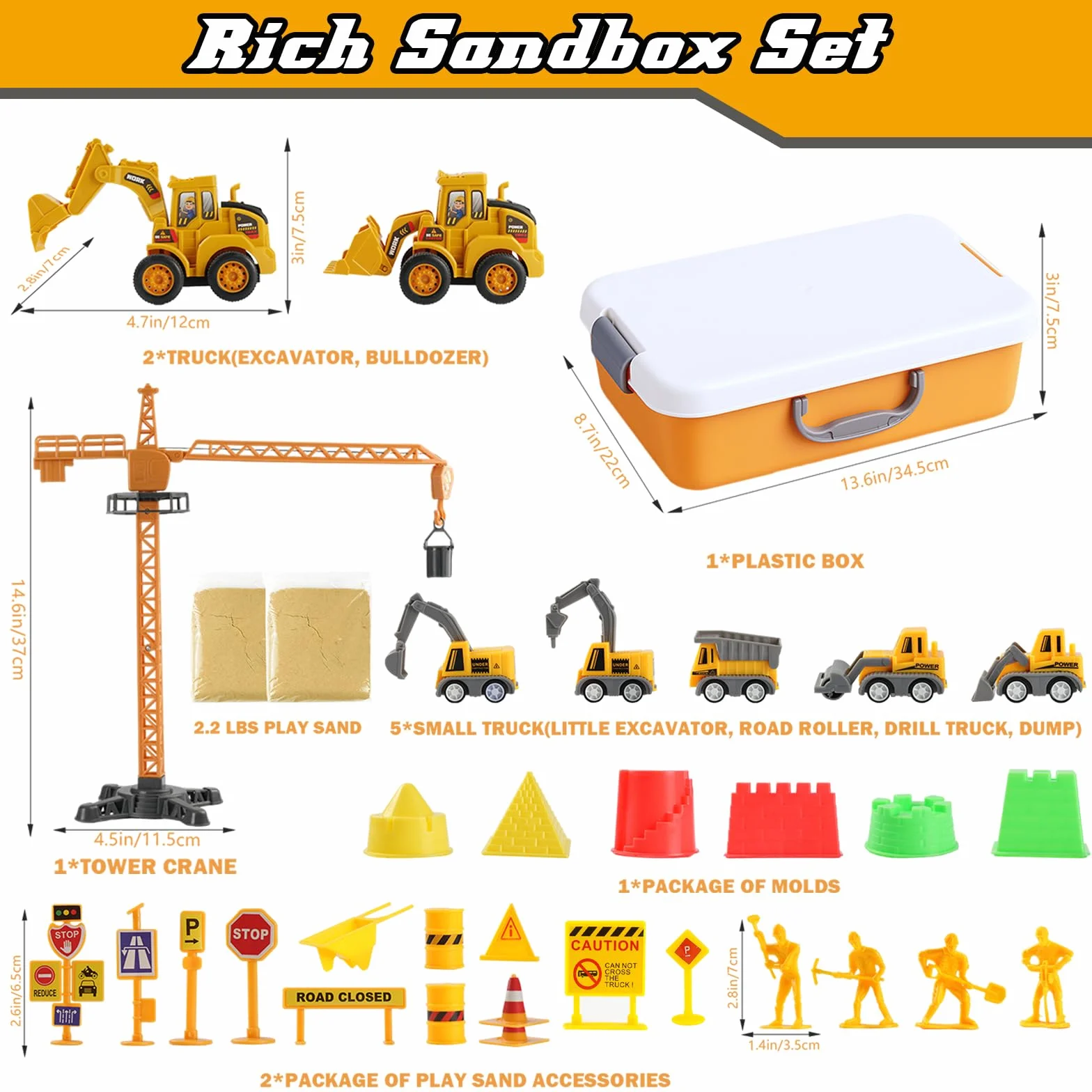 Magic Sand Sensory Toy Edificio Sensory Bin Trattori inclusi Camion Giocattolo Modelli Costruzione Lavoratori Cartelli Stradali DIY Art Kit per Bambini 3+