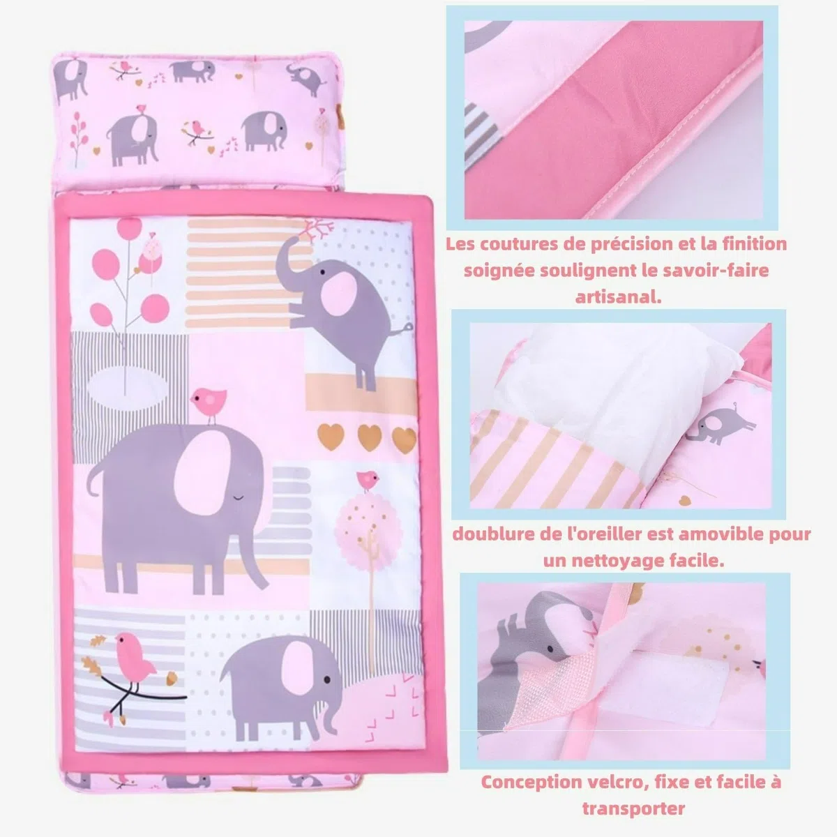 Opaco di pisolino, tappetino per dormire comfort include cuscino e coperta, borsa per dormire per bambini disegni disegnati carini portatili per asilo nido, prescolare, casa, v