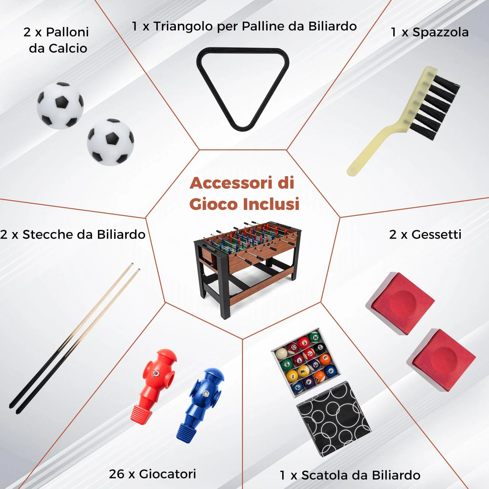 COSTWAY 2 in 1 Calcio Balilla, Tavolo da Biliardo con 2 Palline, Stecche Triangolo Spazzola e Gessetti, Tavolo Multigioco per Casa Sala Giochi e Feste