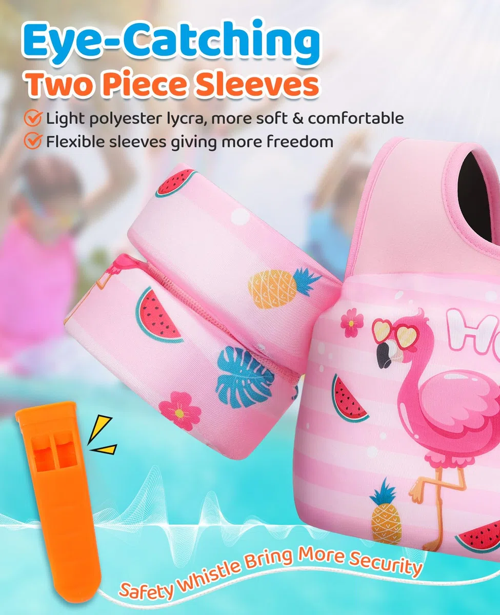 HeySplash Gilet da Nuoto per Bambini Braccioli Galleggianti Peso 9-22/15-30 KG Cinghia Regolabile Fischio