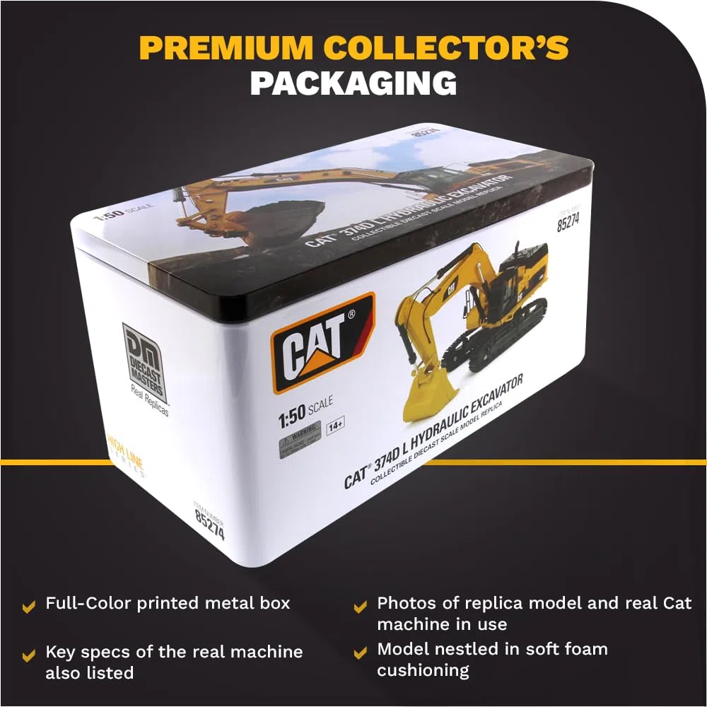 Diecast Masters 85274 - Escavatore idraulico Cat 374D L, scala 1:50, da 14 anni, in scatola di latta, adatto ai collezionisti