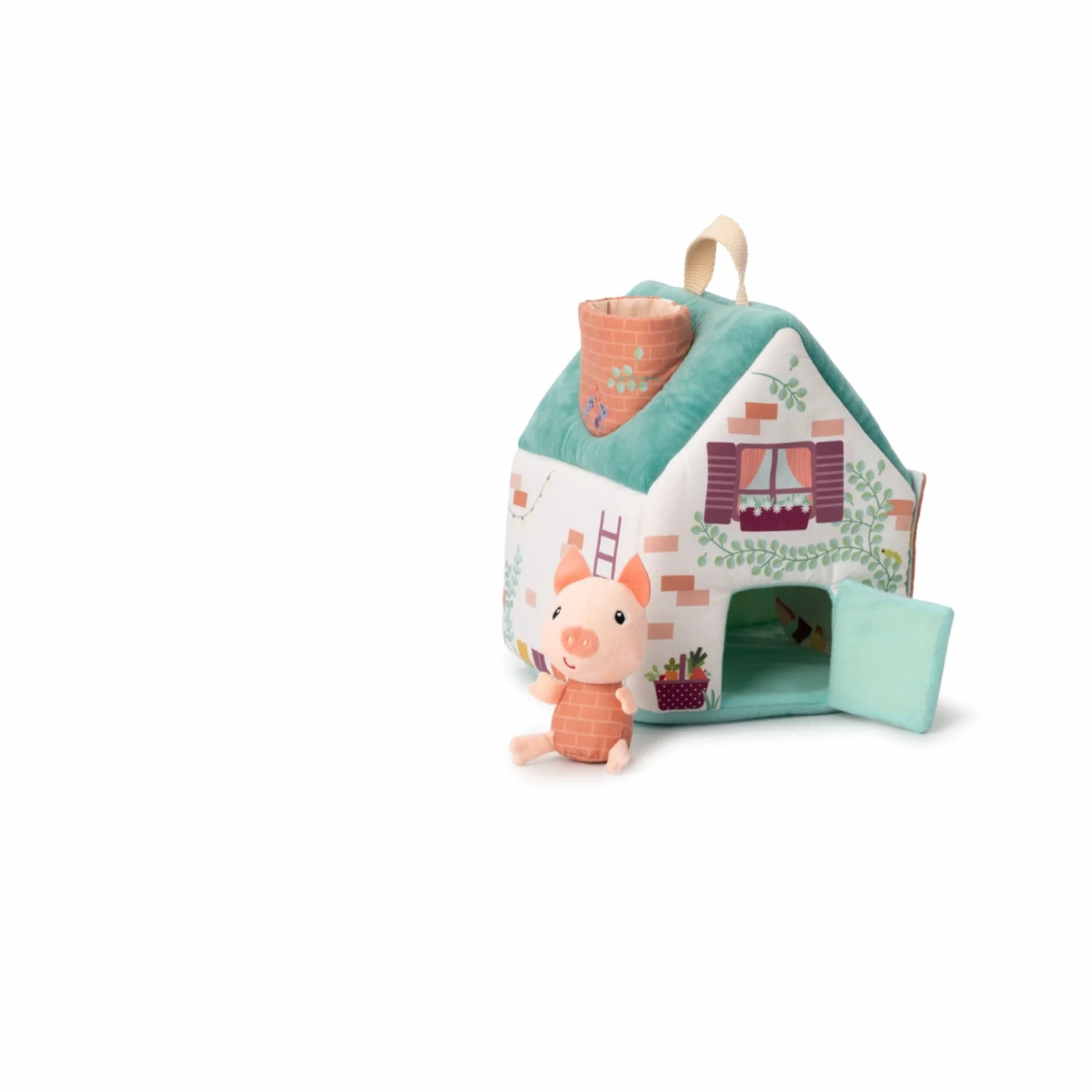 LILLIPUTIENS - Casa del Lupo e dei 3 porcellini - Giocattolo in Tessuto Ispirato alla Famosa fiaba con Personaggi e Case - Stimola la motricità fine e l’immaginazione - dai 18 Mesi - 83490