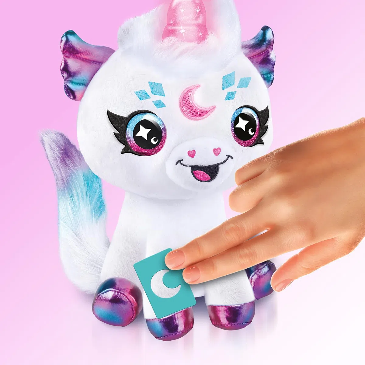 Peluche unicorno cosmico personalizzabile bianco con corno magico