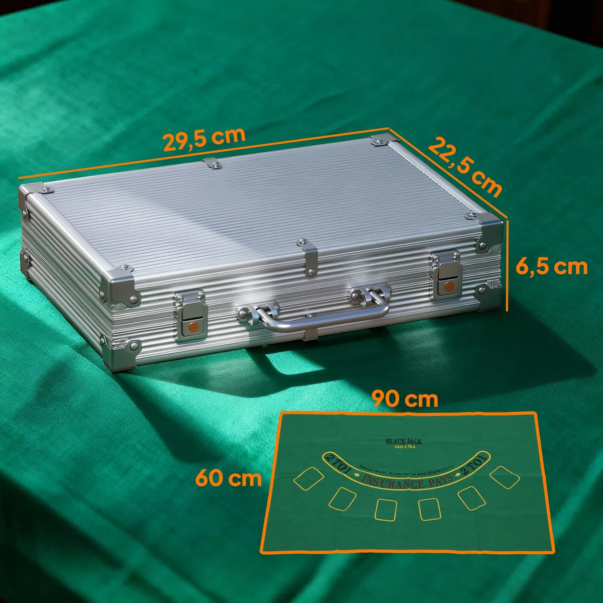 SPORTNOW set poker con serratura con valigetta 200 fiches carte 5 dadi mazzi di carte con bottone, set completo poker giochi di carte valigetta in alluminio per Texas Hold'em, Blackjack