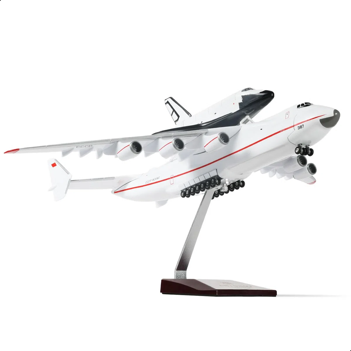 1/200 Antonov An-225 Buran Modello di navetta spaziale pre-costruito Mriya an 225 Modello di aereo (41,9 cm L) con supporto per appassionati di aerei militari adulti, oggetti da collezione