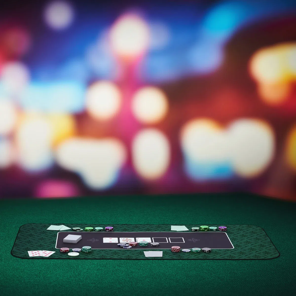 Relaxdays Tappeto da Poker 120x60cm Poliestere Verde Nero