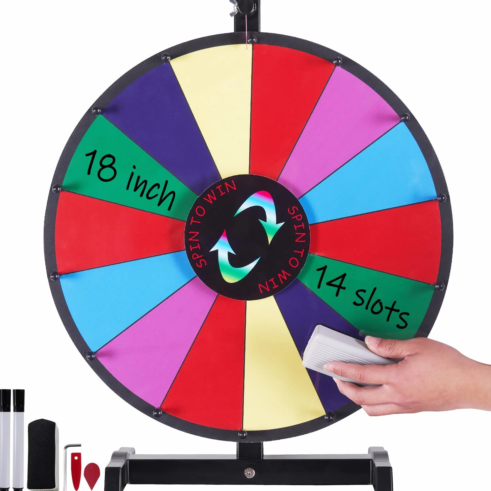 VEVOR Ruota della Fortuna 457 mm, Ruota della Lotteria a Secco, Ruota Fortuna 14 Slot, con 2 Indicatori, Rotazione Liscia e Gioco del Bingo Equilibrato, Gioco per Feste in Salone Carnevale