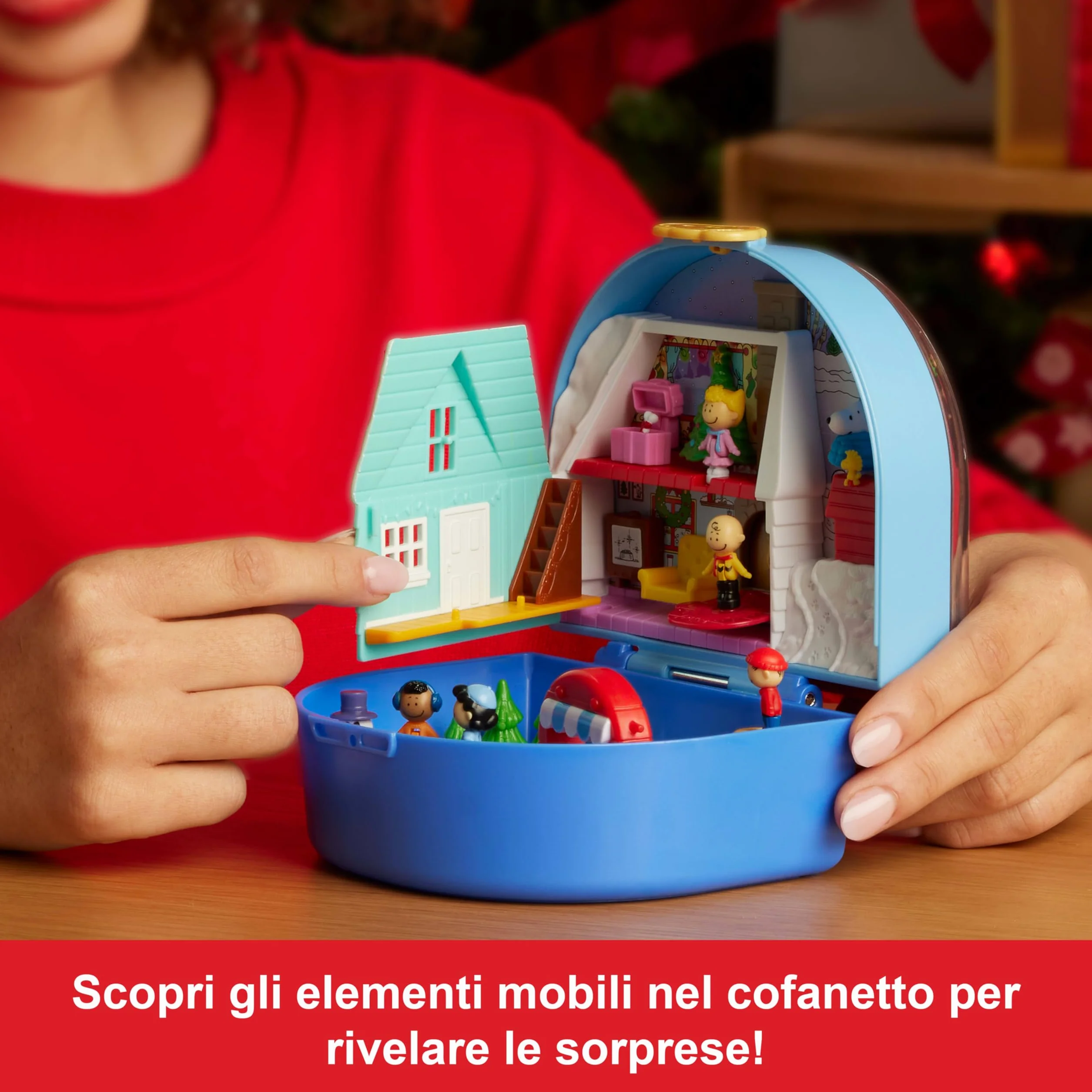 Mattel Polly Pocket x Peanuts - Cofanetto da collezione, set con 2 micro bambole Snoopy e Woodstock, 4 luoghi iconici e 7 accessori a tema inclusi, giocattolo per bambini, 4+ anni, JFV05