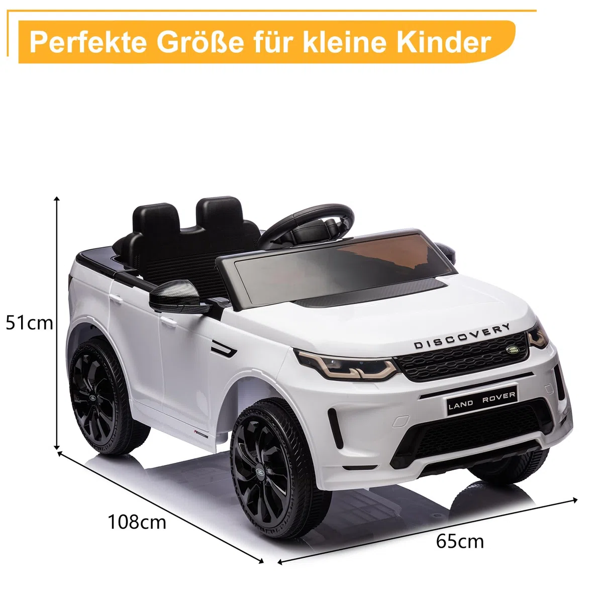 LALAHO Mcchina Elettrica Per Bambini LAND ROVER Discovery Sport 12V con Doppi Motori, 3-5km/h Auto Elettrica per Bambini 3-5 Anni, Sospensioni, MP3, Telecomando (Bianco)