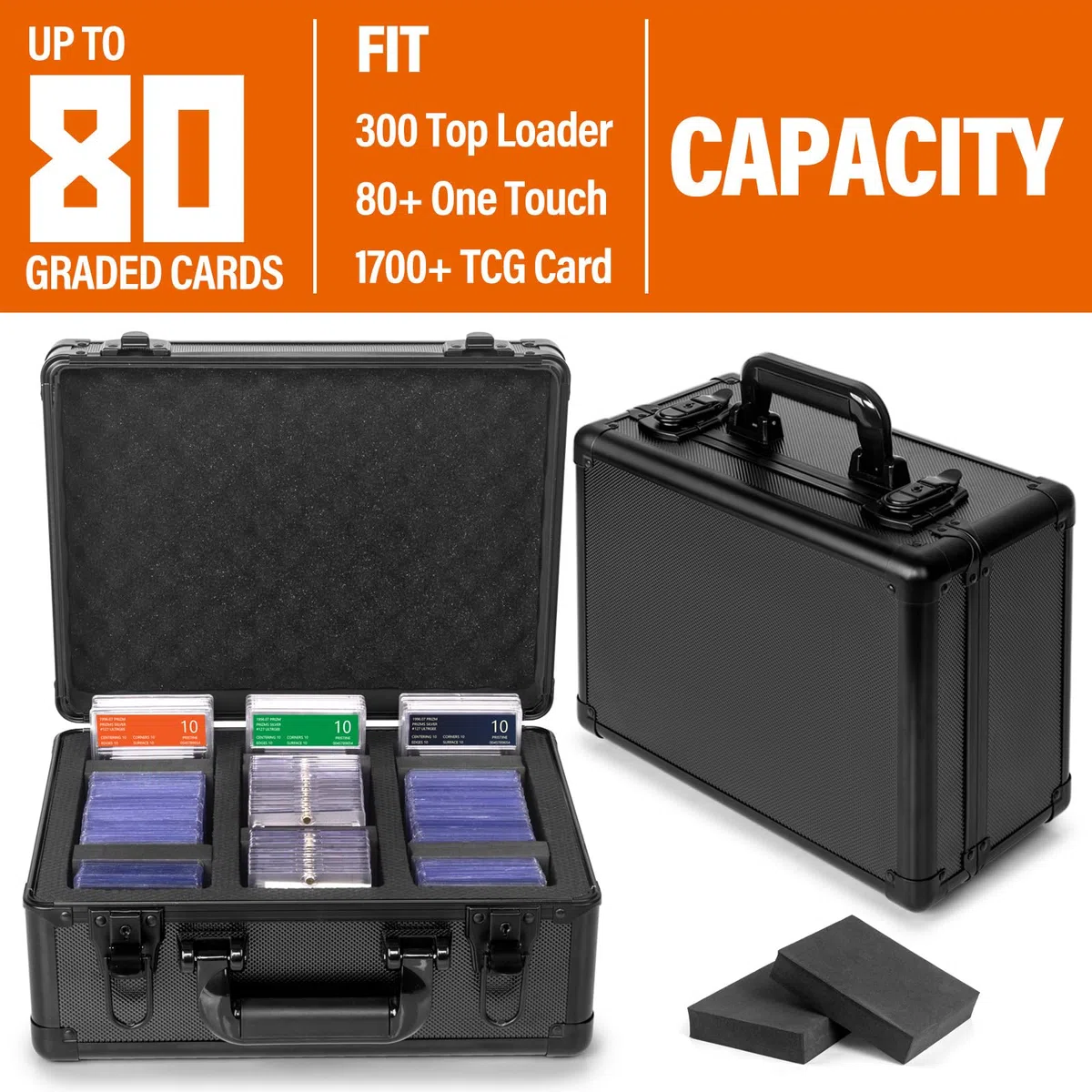 Valigetta Carte Gradate Custodia, Scatola Portaoggetti per Cartes Compatibile con Portacarte MTG PSA CSG SGC, Trading Card Holder Box per Carte Sportive, Top Loader e One Touch (Large)