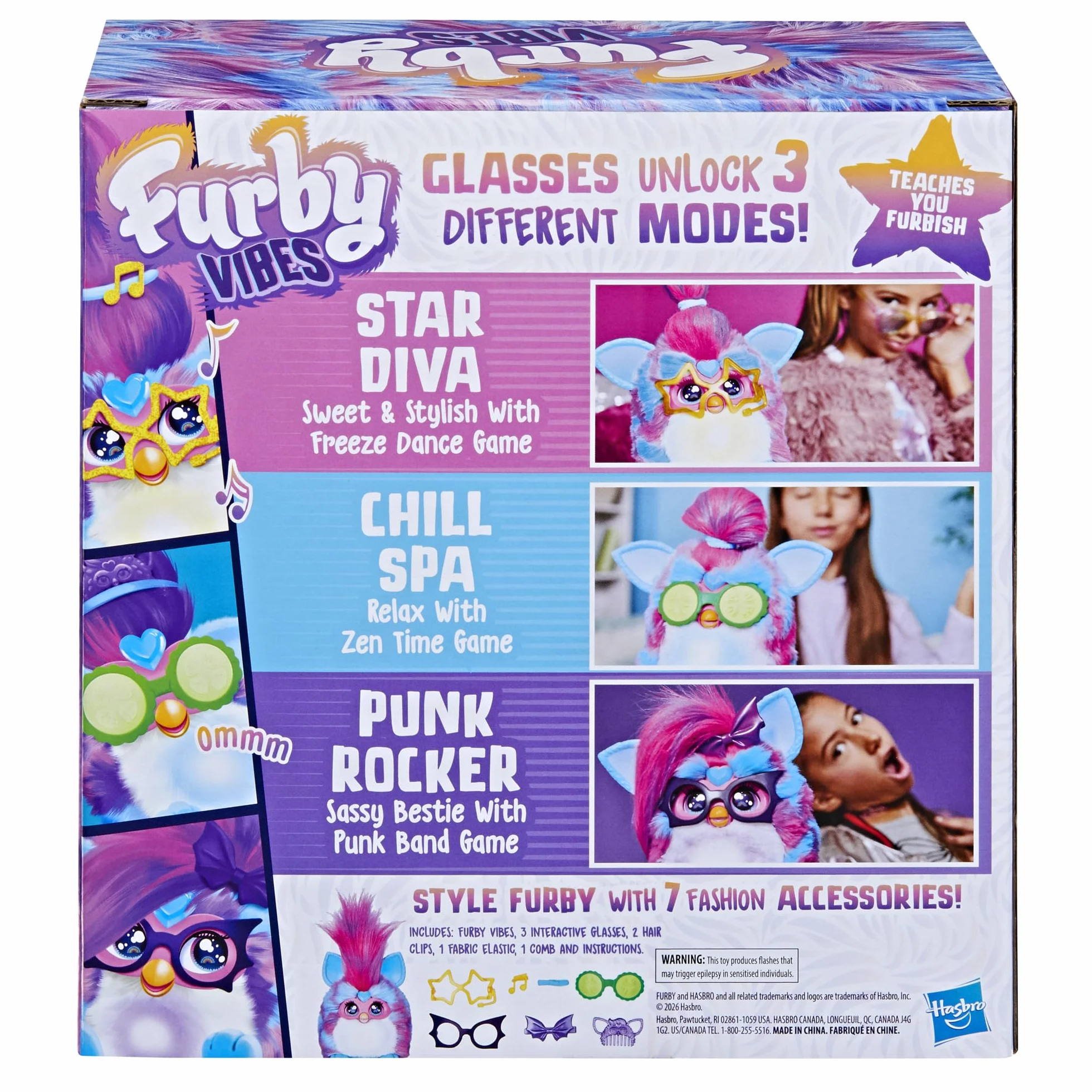 Furby Vibes Blue Razz Peluche Giocattolo Elettronico Interattivo per Bambini 6+