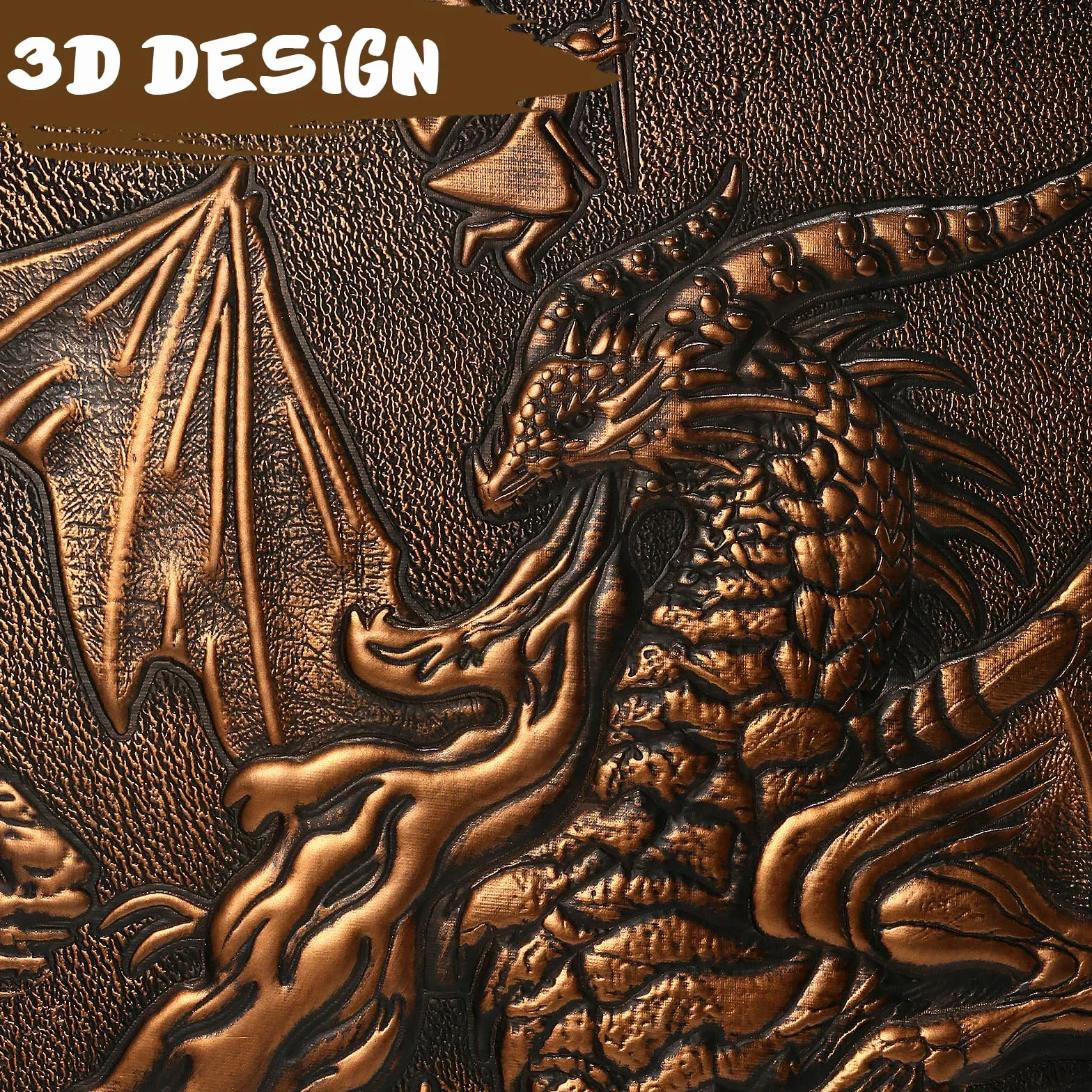 DNDND DM Screen - Schermo 3D in finta pelle con drago goffrato, schermo DND Master con custodia regalo per giochi da tavolo D&D Dungeon e Dragon (rame)