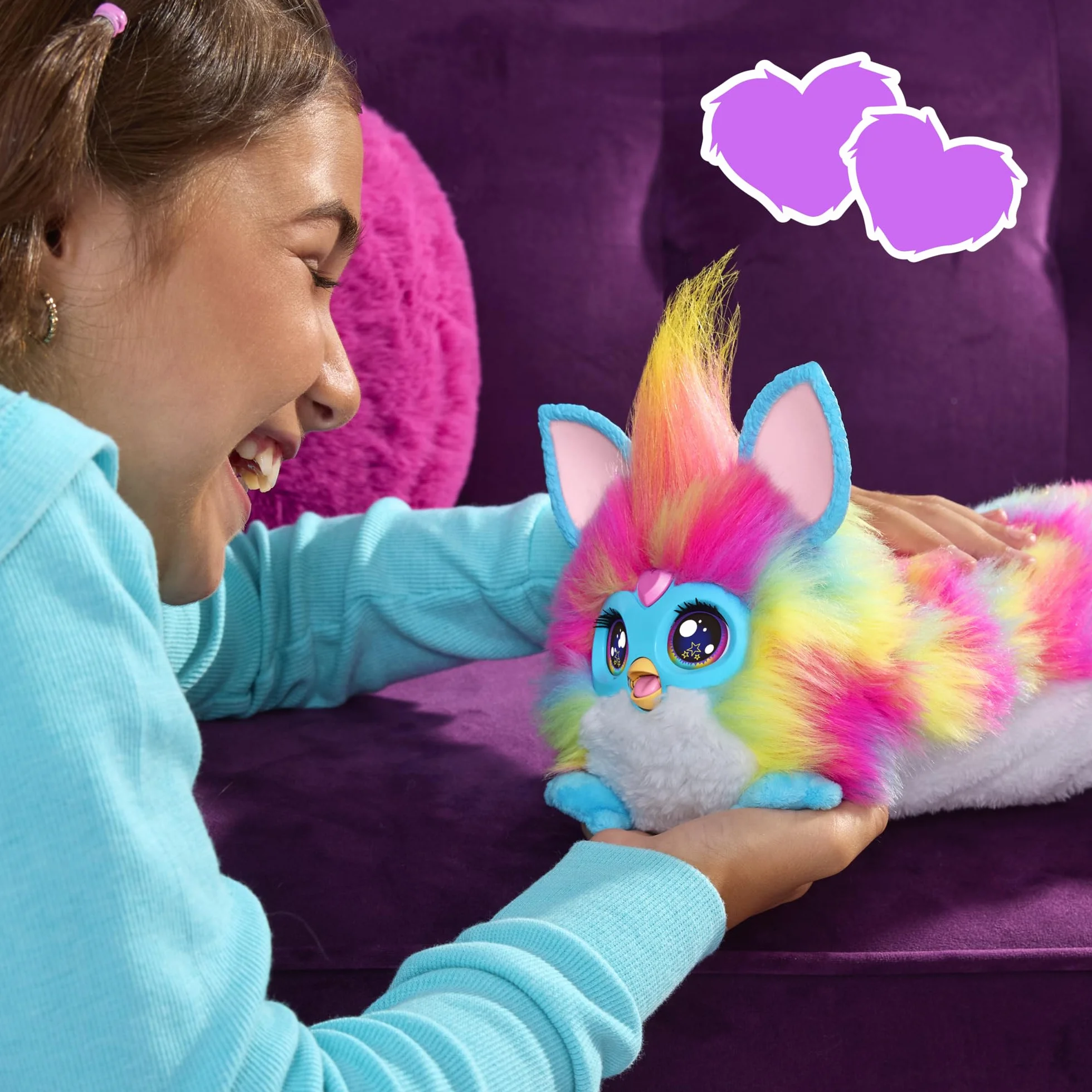 Peluche interattivo DJ Furby, musica e luci, 5 modalità, oltre 1.000 combo, parla inglese e furbish, 6+