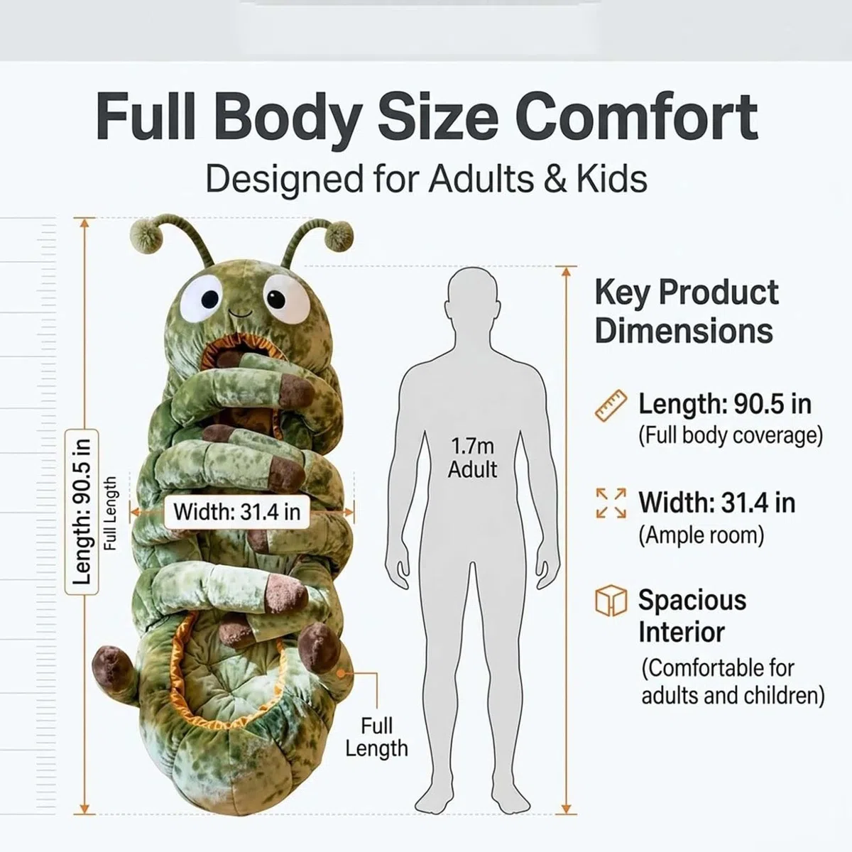 Sacco A Pelo A Forma Di Bruco,hugging Caterpillar Sleeping Bags,plush Cocoon Sleeping Bag With Pull Cord,hugging Caterpillar Sleeping Bags – Plush Cocoon Full-body Lounger