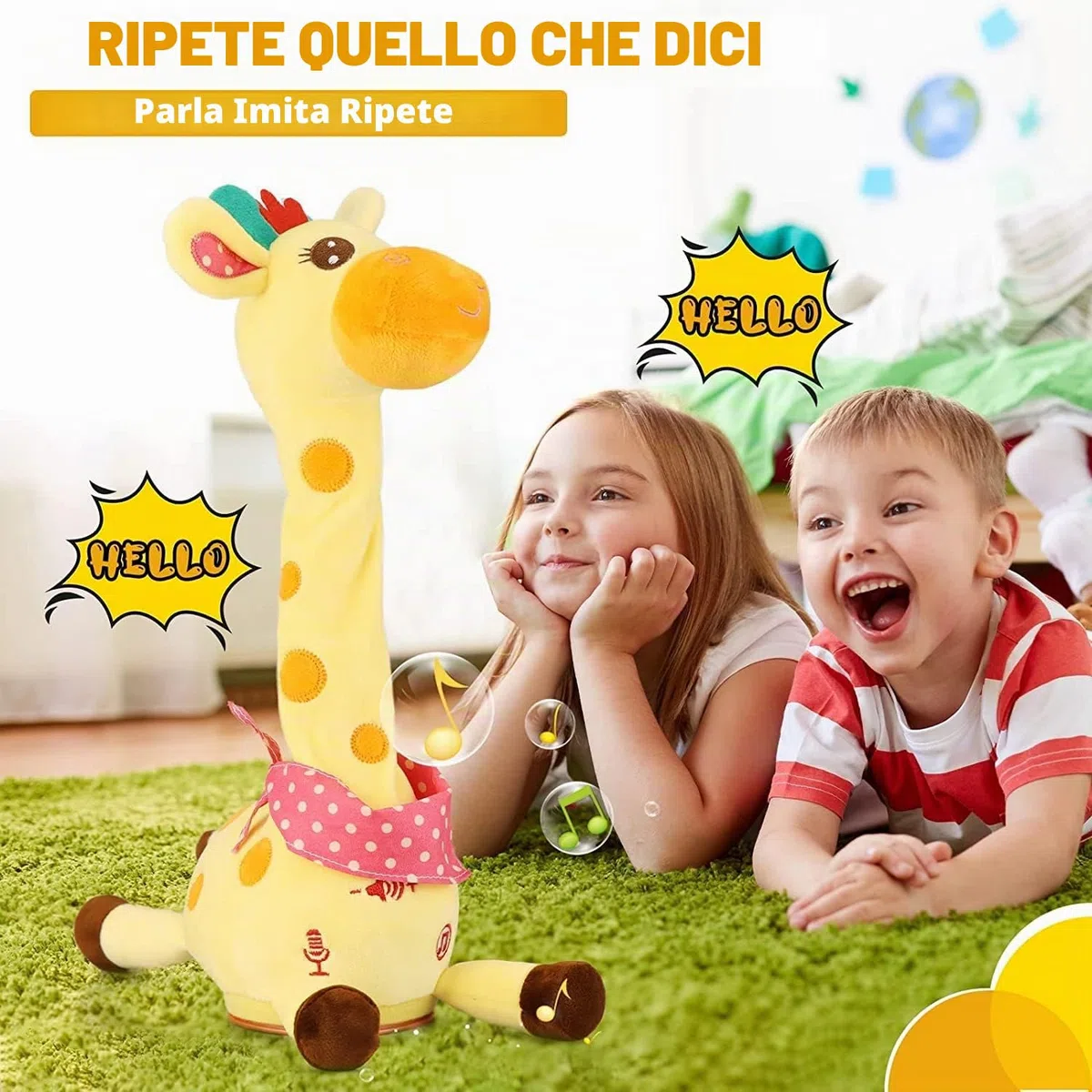 Giocattolo Giraffa Danzante Musicale Cantante Interattivo Luminoso Registrazione e Ripetizione Regali per Ragazzi