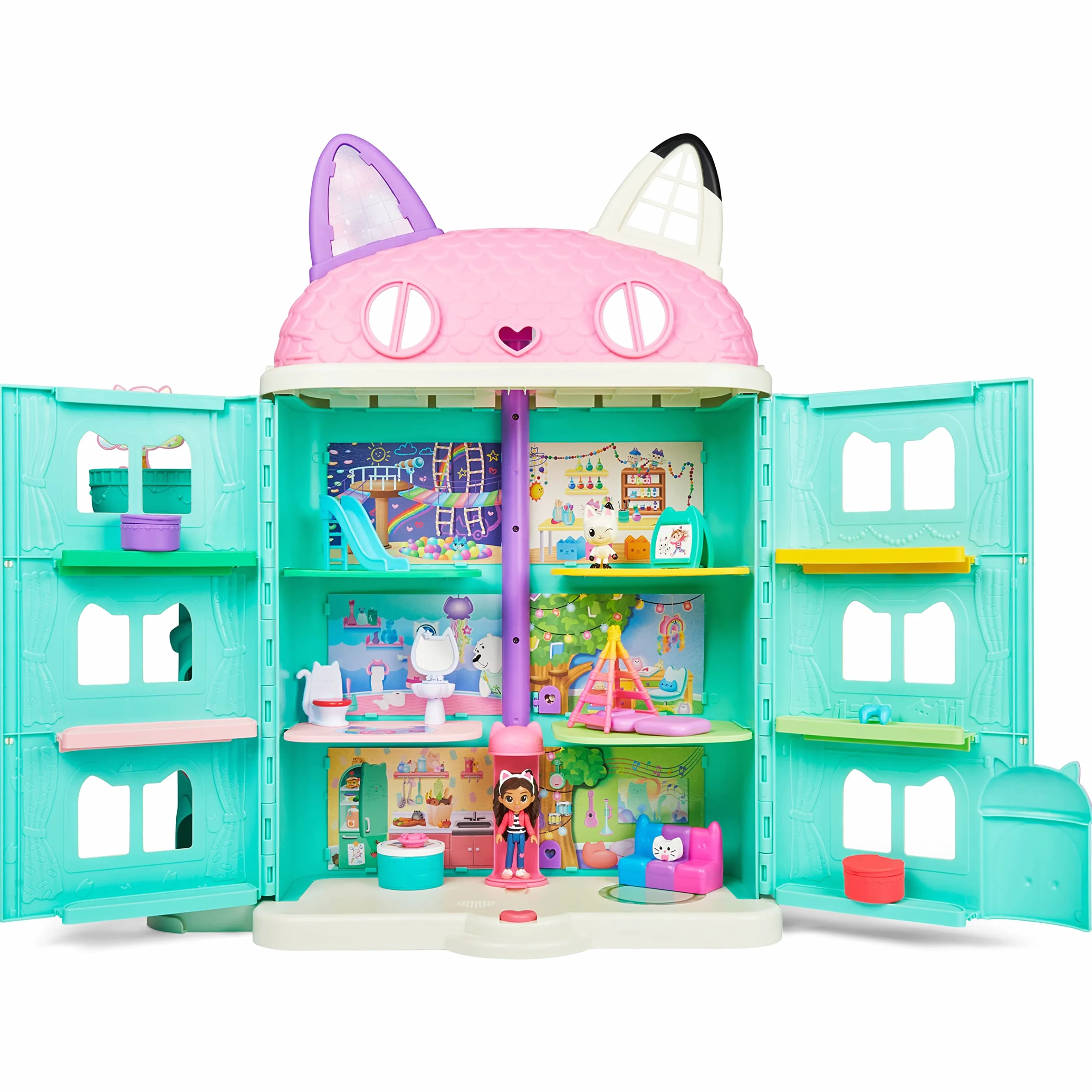 Gabby's Dollhouse, Playset casa delle bambole di Gabby, set con luci e suoni, giochi per bambini dai 3 anni in su
