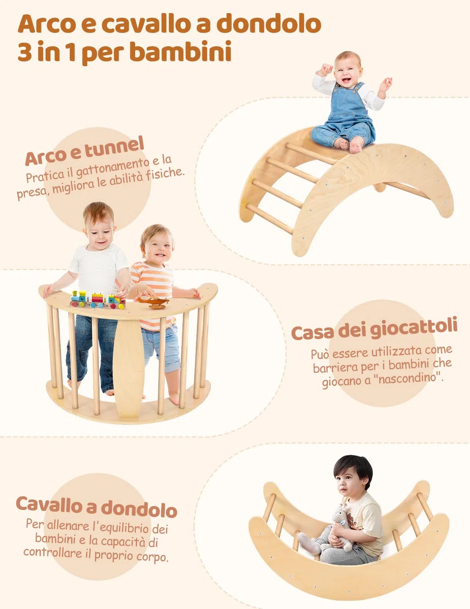 YOLEO Triangolo di Arrampicata Pieghevole per Bambini con Scivolo ad Arco