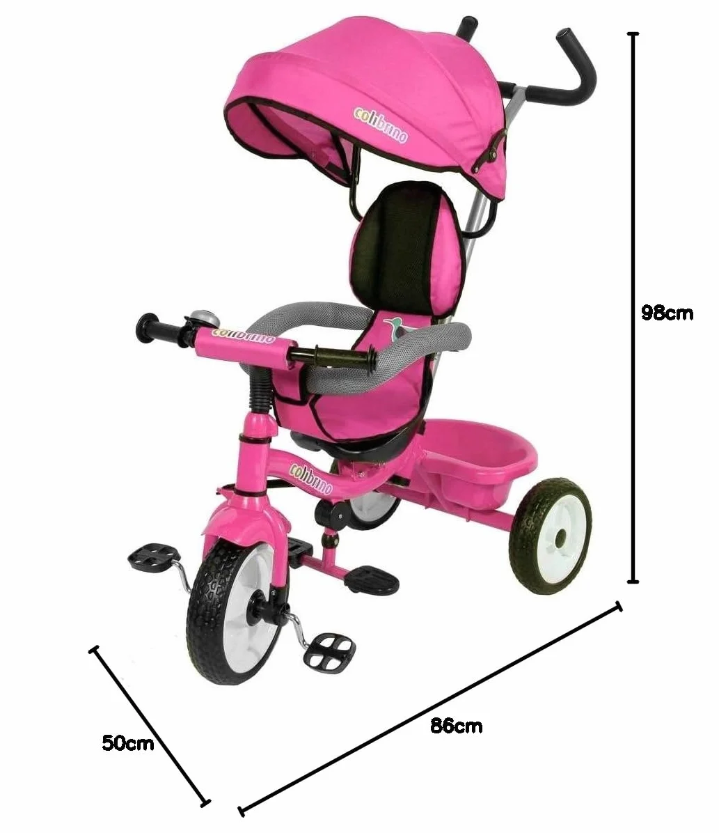 Colibrì Triciclo Bambini 1 anno Passeggino Fronte Mamma e Strada Leggero | Treciclo Regolabile Bimbo Bimba 9 mesi Colibrino Rosa