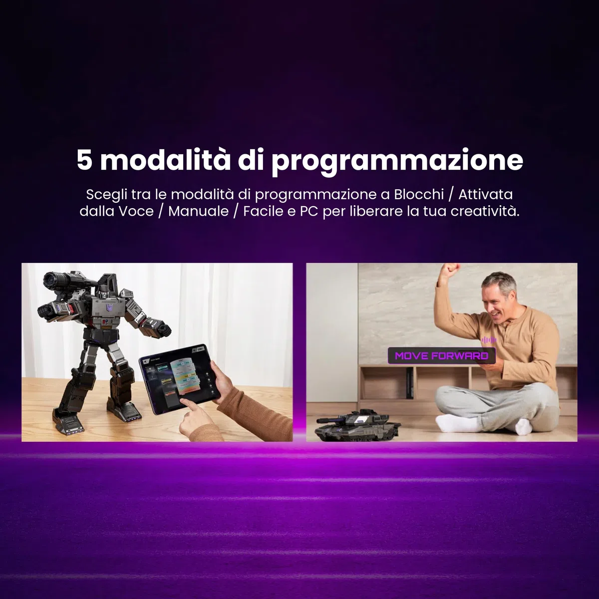 Robosen Flagship Megatron Robot Auto-Trasformabile | Controllo Vocale e App | Modalità Robot e Carro Armato | 36 Servomotori, 118 Microchip, 112 LED | Collector Premium
