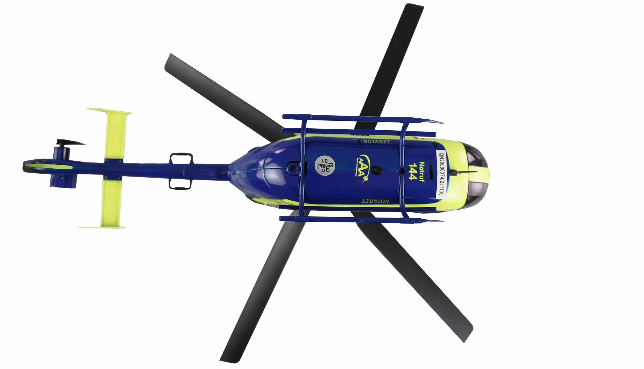 Amewi AFX-135 Alpine Air Ambulance Elicottero 4 canali 6G RTF, giallo neon blu RC telecomandato